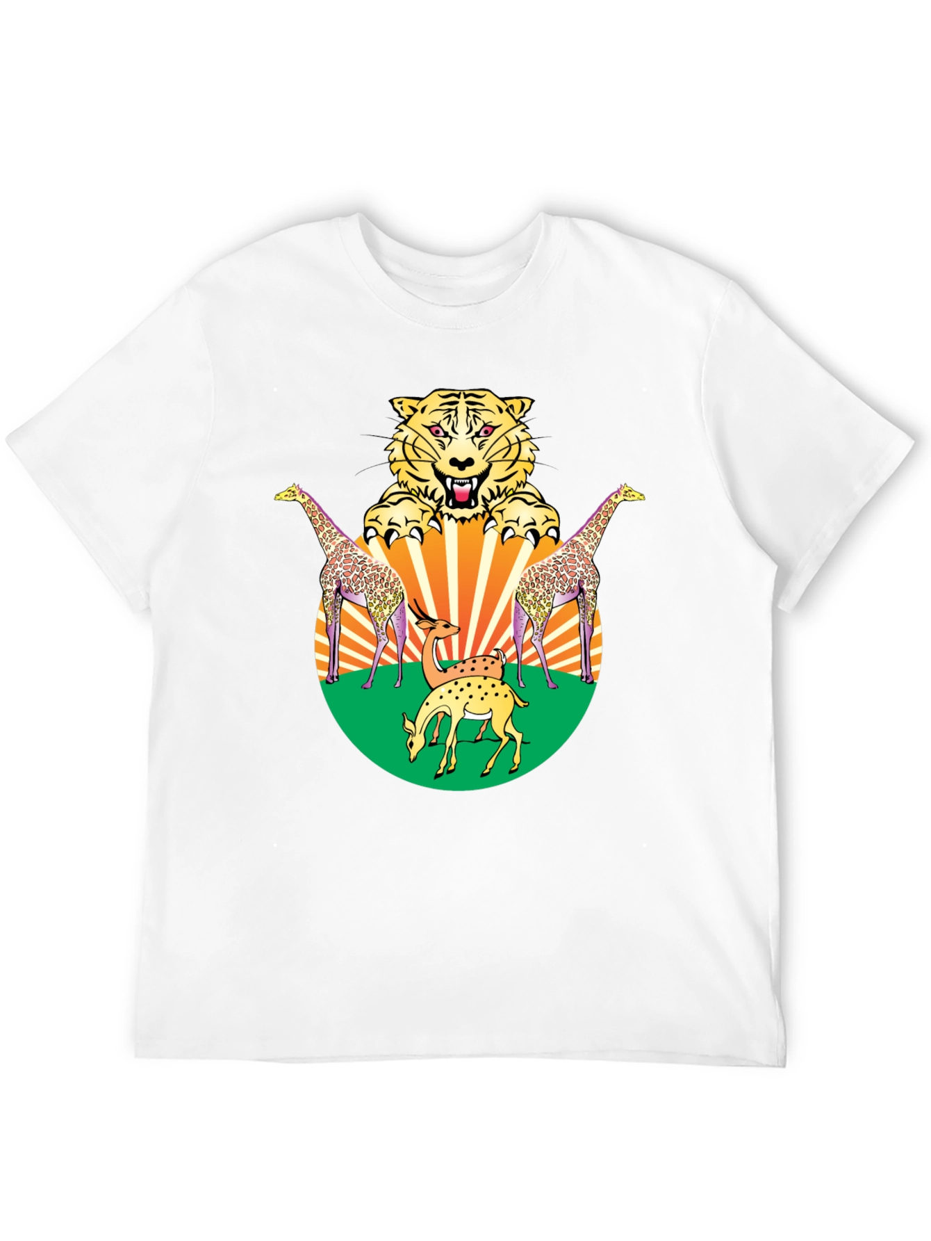 Wildlife Graphic Tee - Bold Animal Print Black T-Shirt