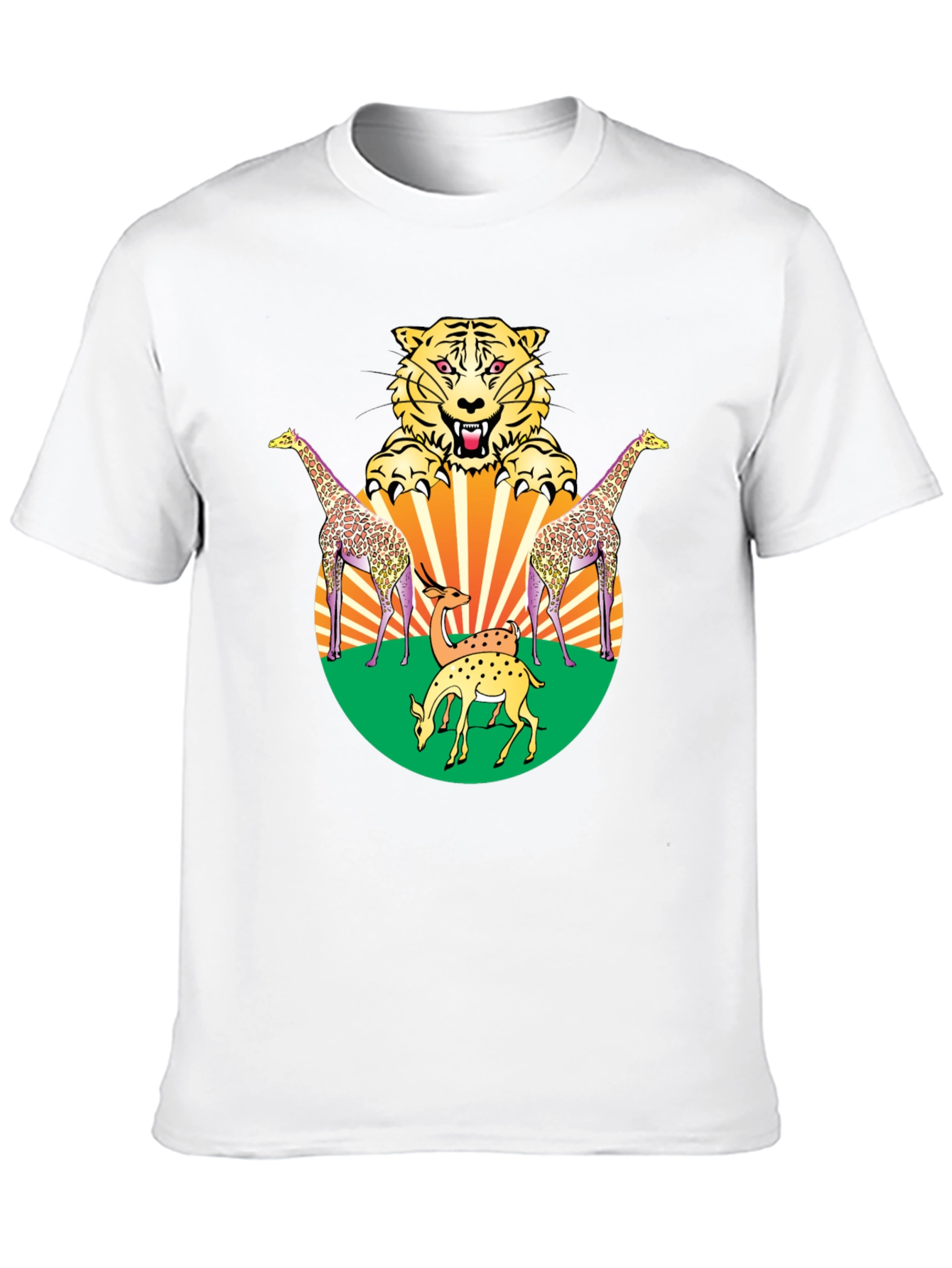 Wildlife Graphic Tee - Bold Animal Print Black T-Shirt