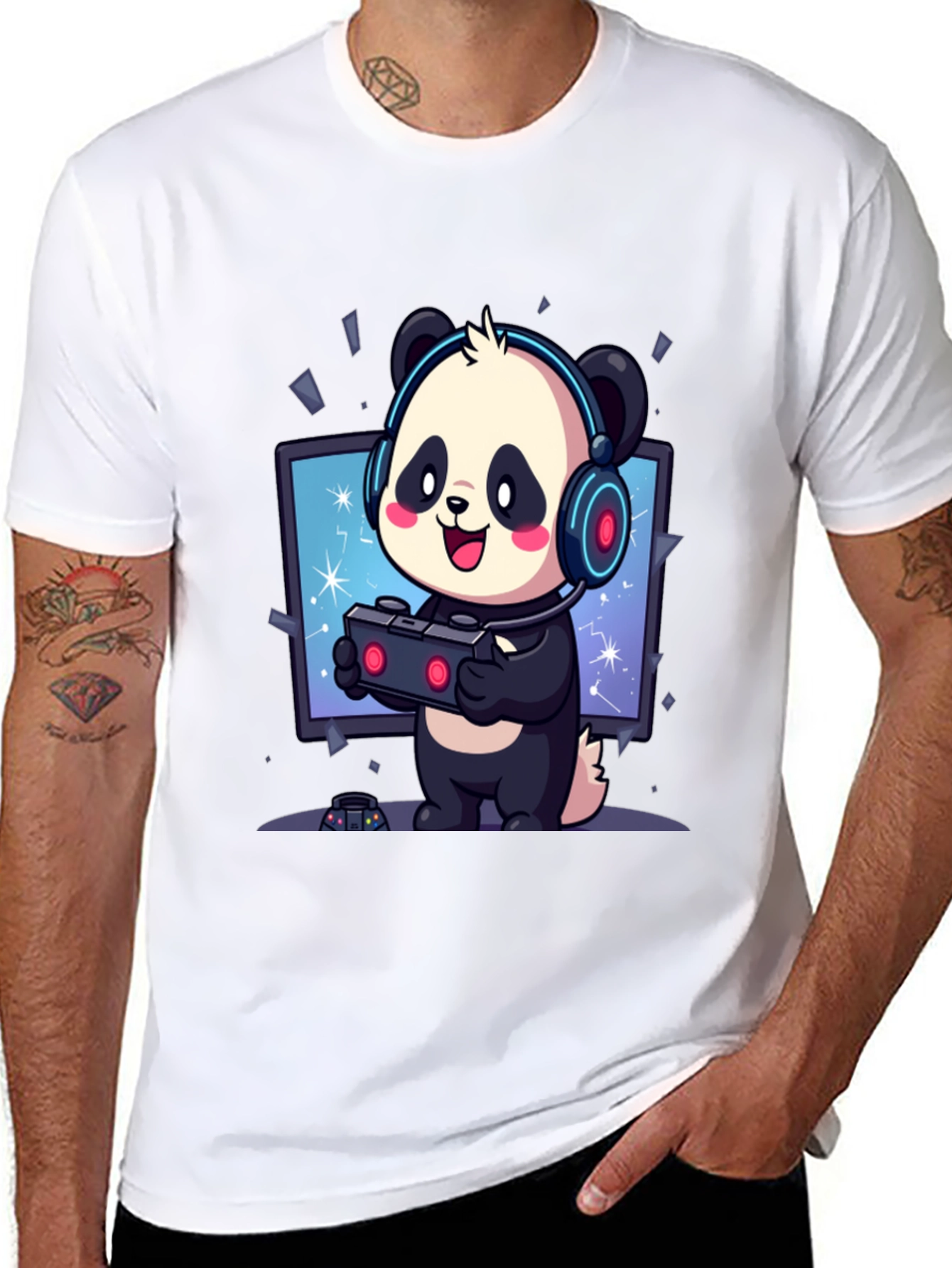 Gamer Panda T-Shirt - Cute Gaming Tee