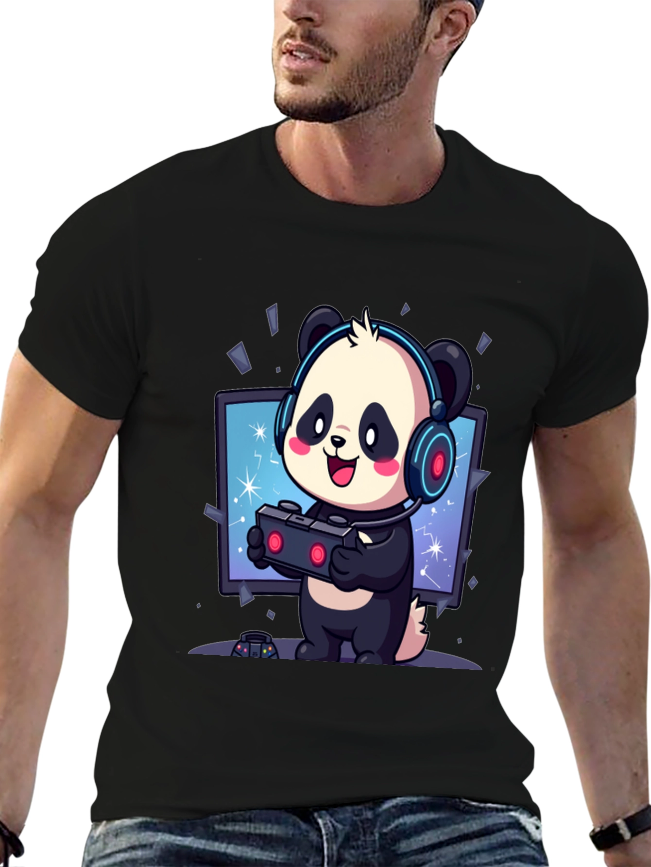 Gamer Panda T-Shirt - Cute Gaming Tee