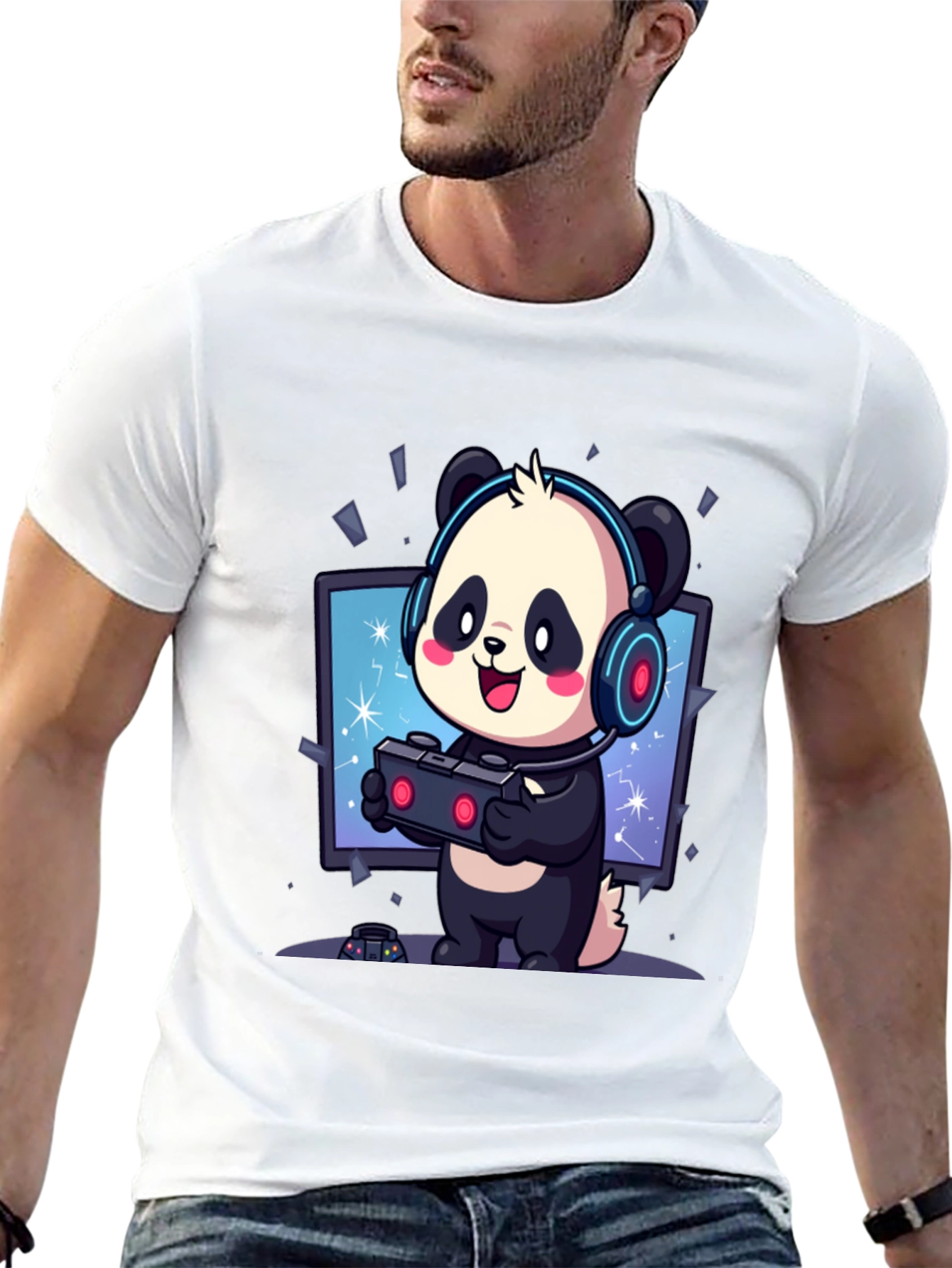 Gamer Panda T-Shirt - Cute Gaming Tee
