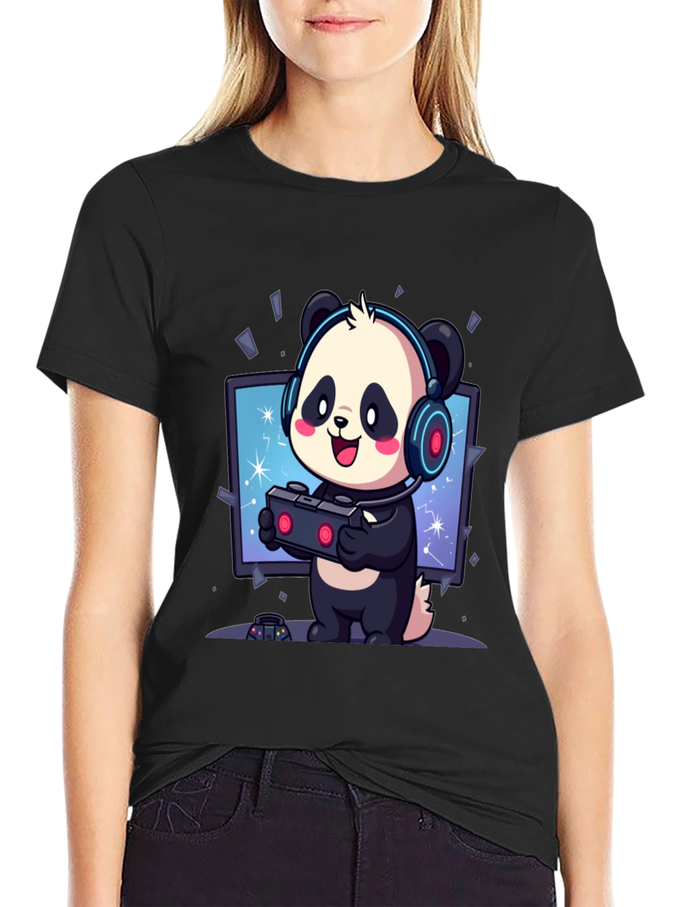 Gamer Panda T-Shirt - Cute Gaming Tee