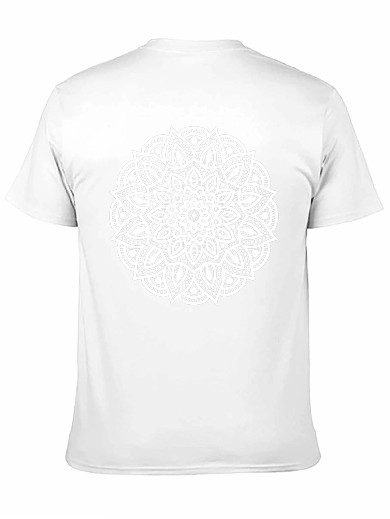 Black T-Shirt with White Mandala Design