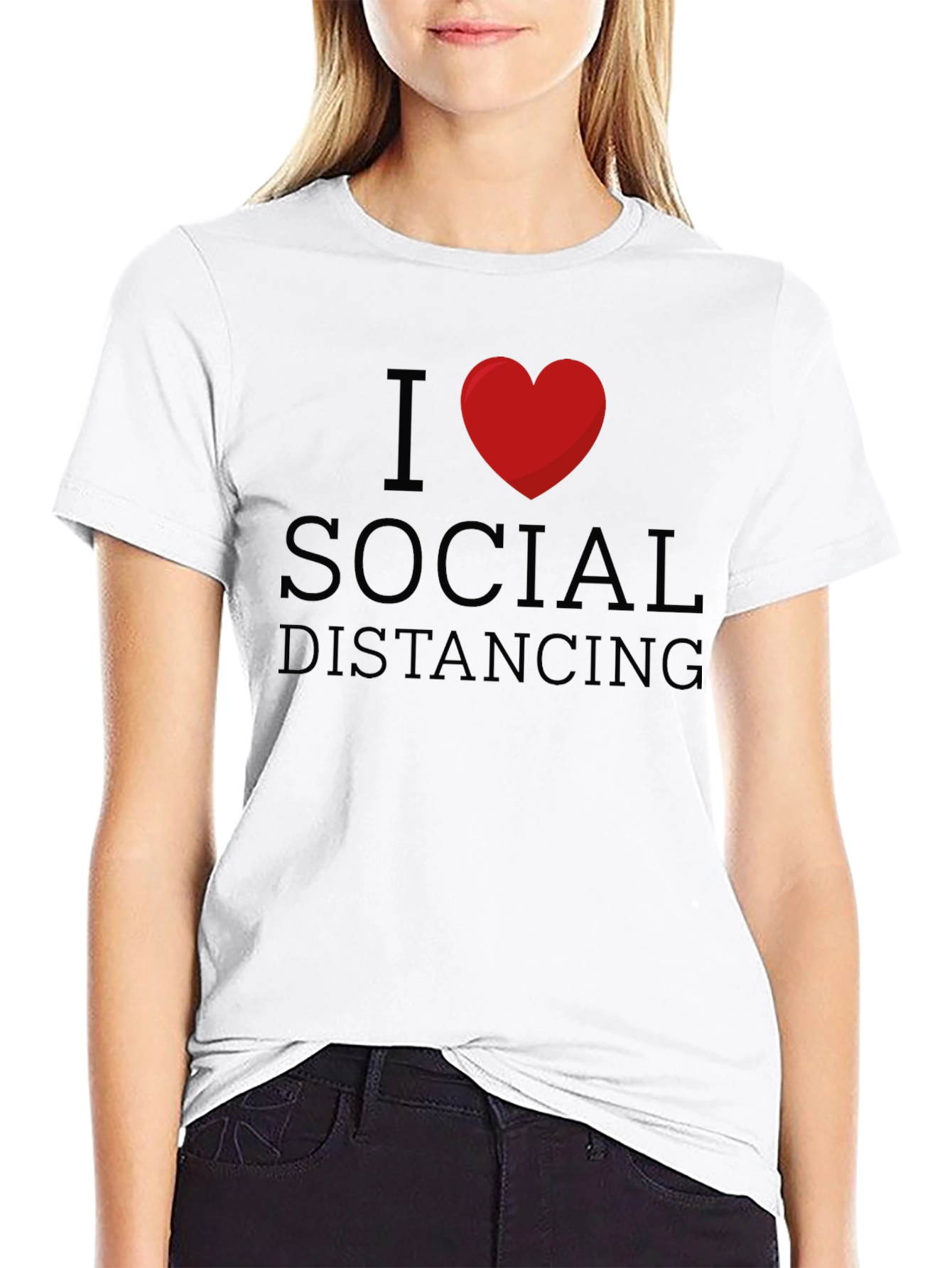 I Love Social Distancing Black T-Shirt
