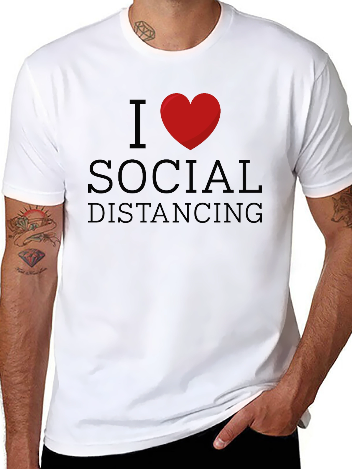 I Love Social Distancing Black T-Shirt