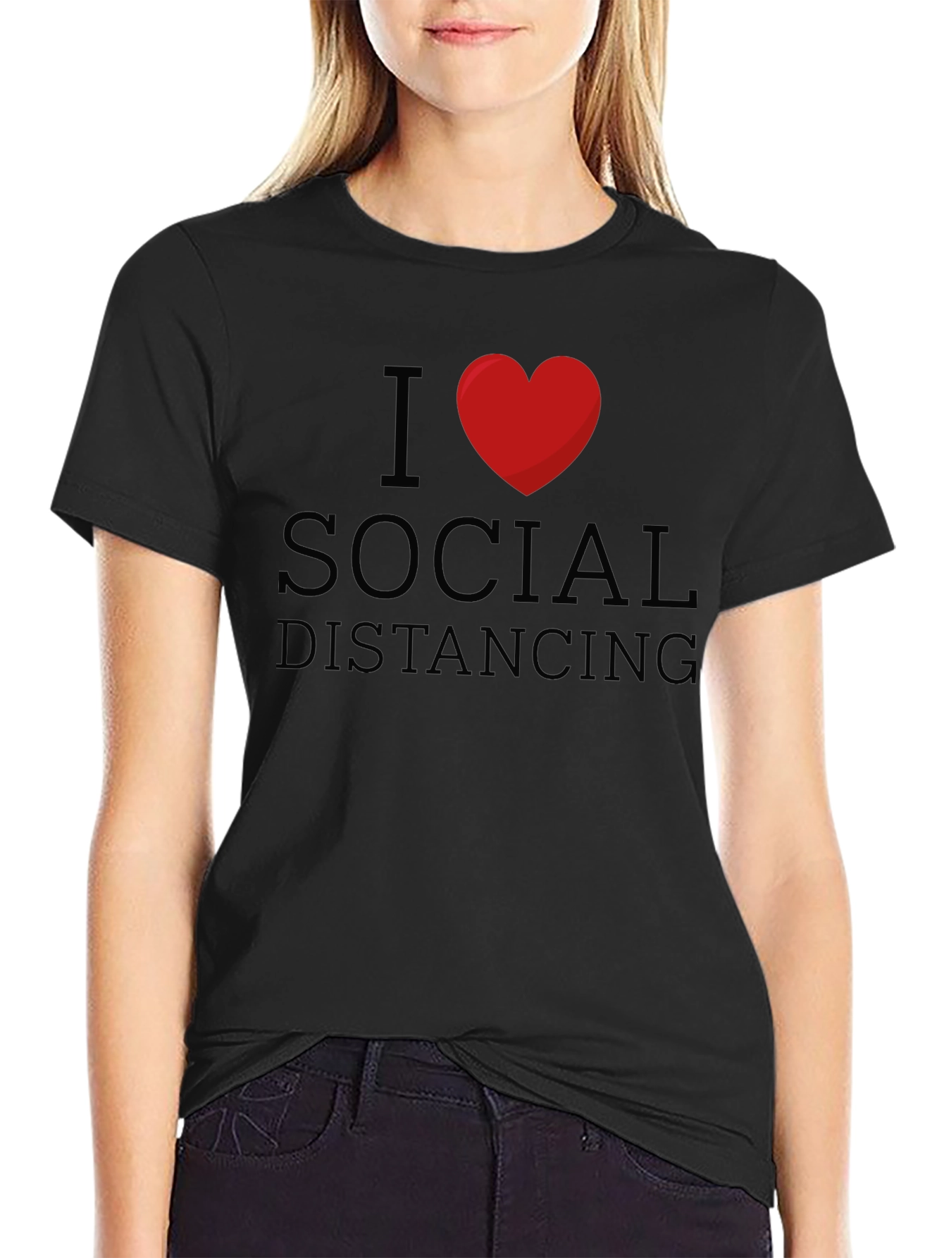 I Love Social Distancing Black T-Shirt