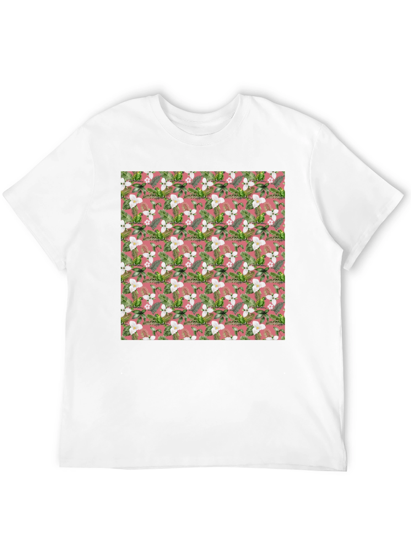 Floral Pattern Mens Black T-Shirt