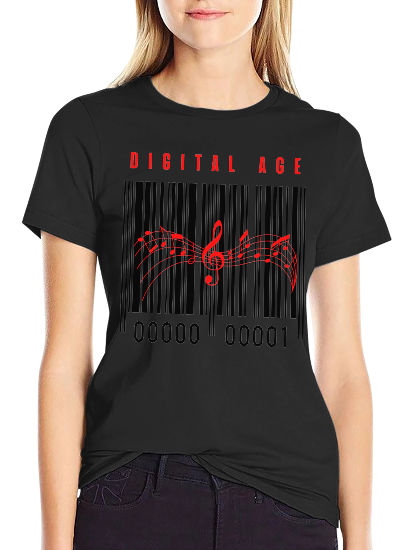Digital Age Music Barcode T-Shirt - Black