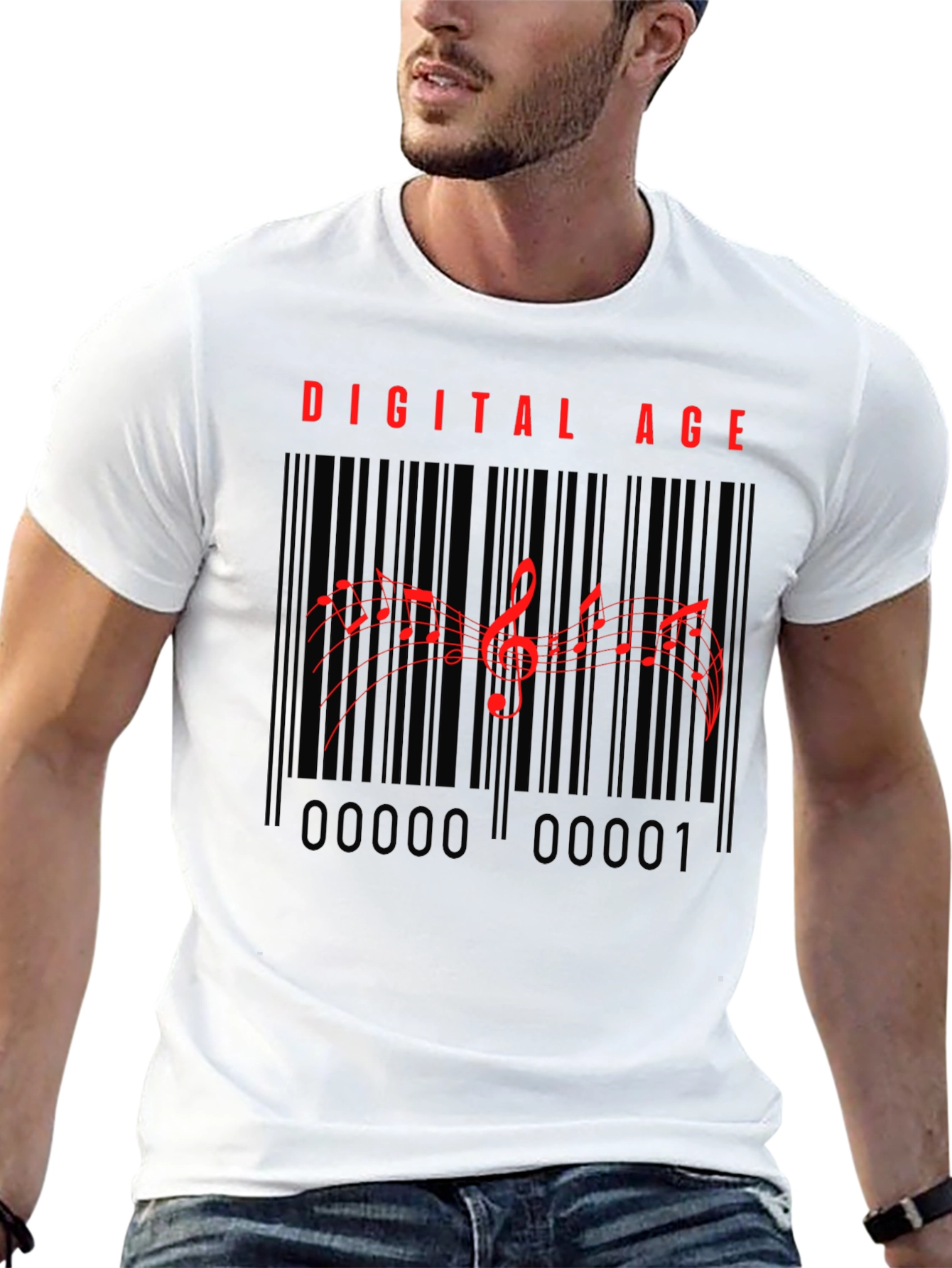 Digital Age Music Barcode T-Shirt - Black