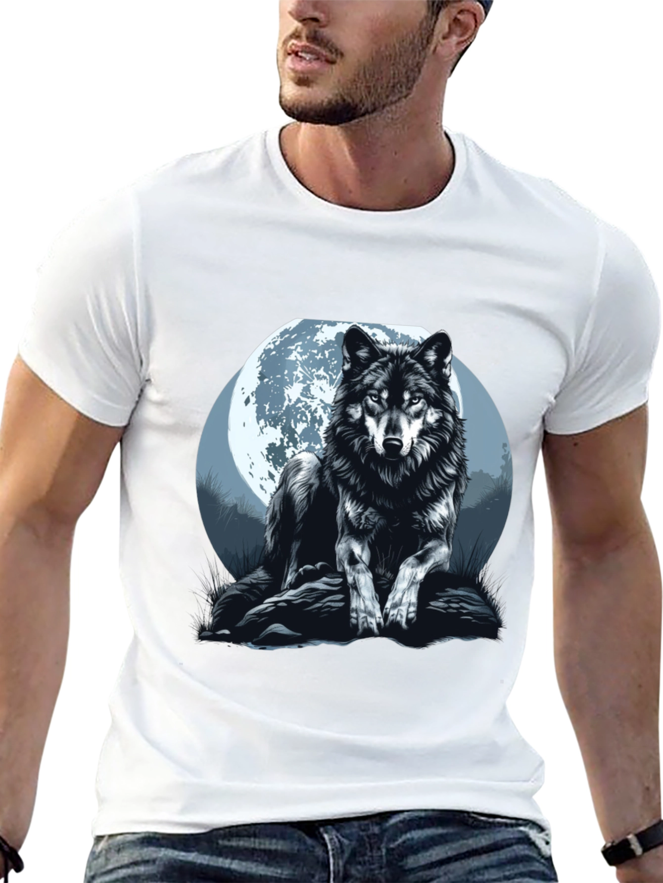 Wolf Moon Graphic Tee - Mens Black T-Shirt