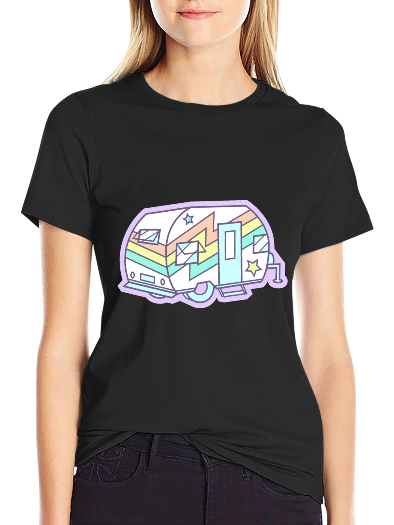 Retro Camper Graphic T-Shirt - Cool Black Tee