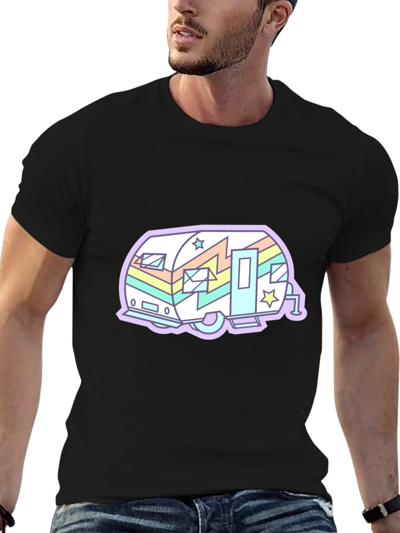 Retro Camper Graphic T-Shirt - Cool Black Tee