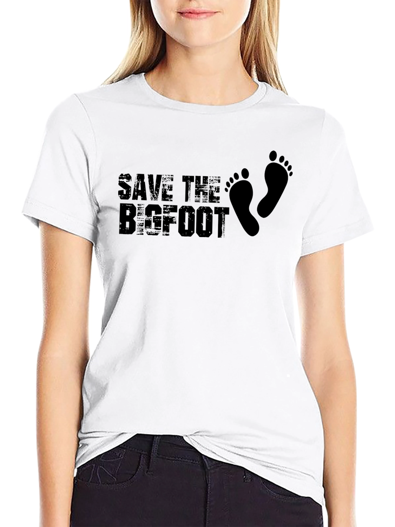 Save The Bigfoot Graphic Tee - Black Cotton T-Shirt