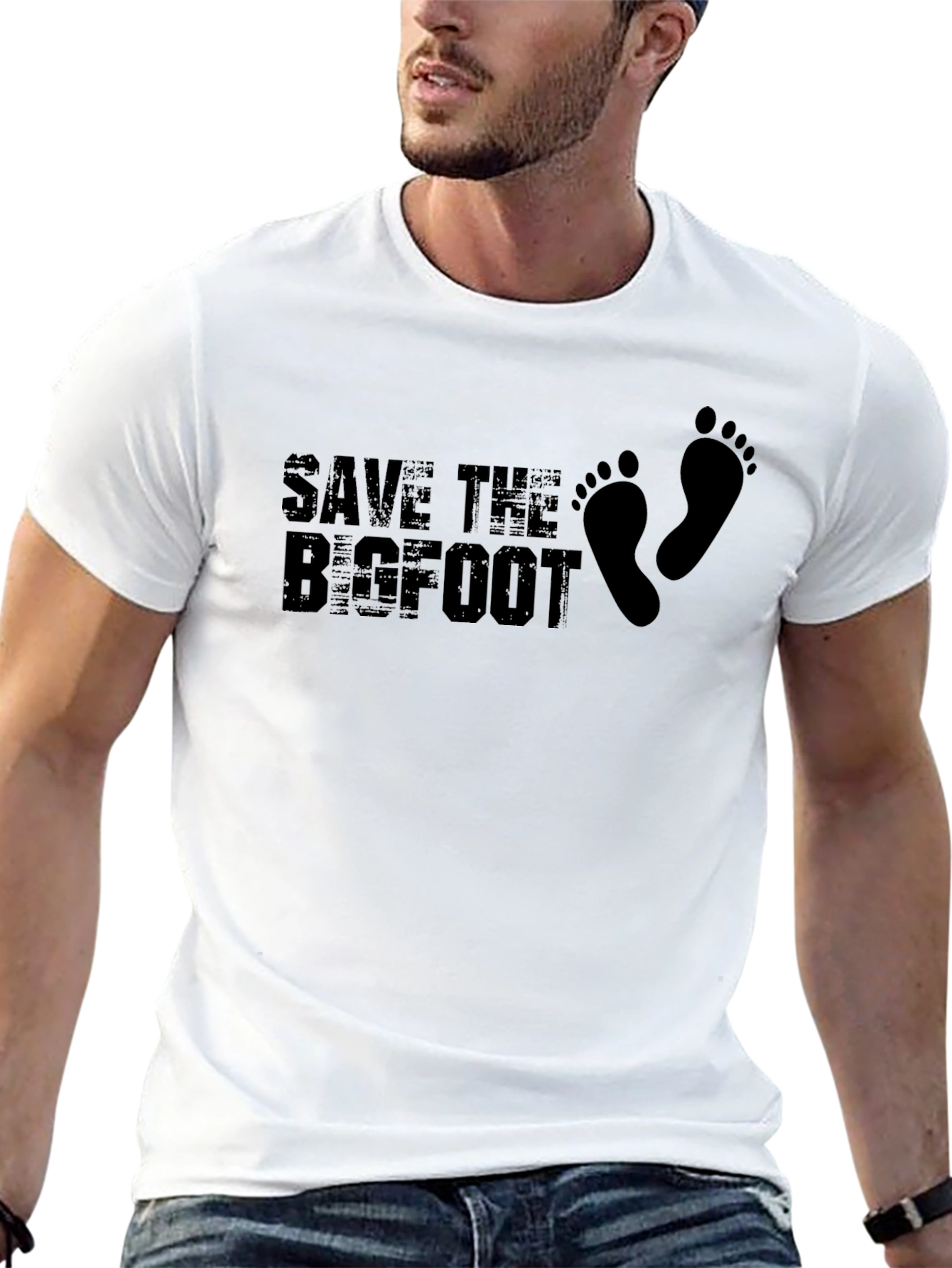 Save The Bigfoot Graphic Tee - Black Cotton T-Shirt