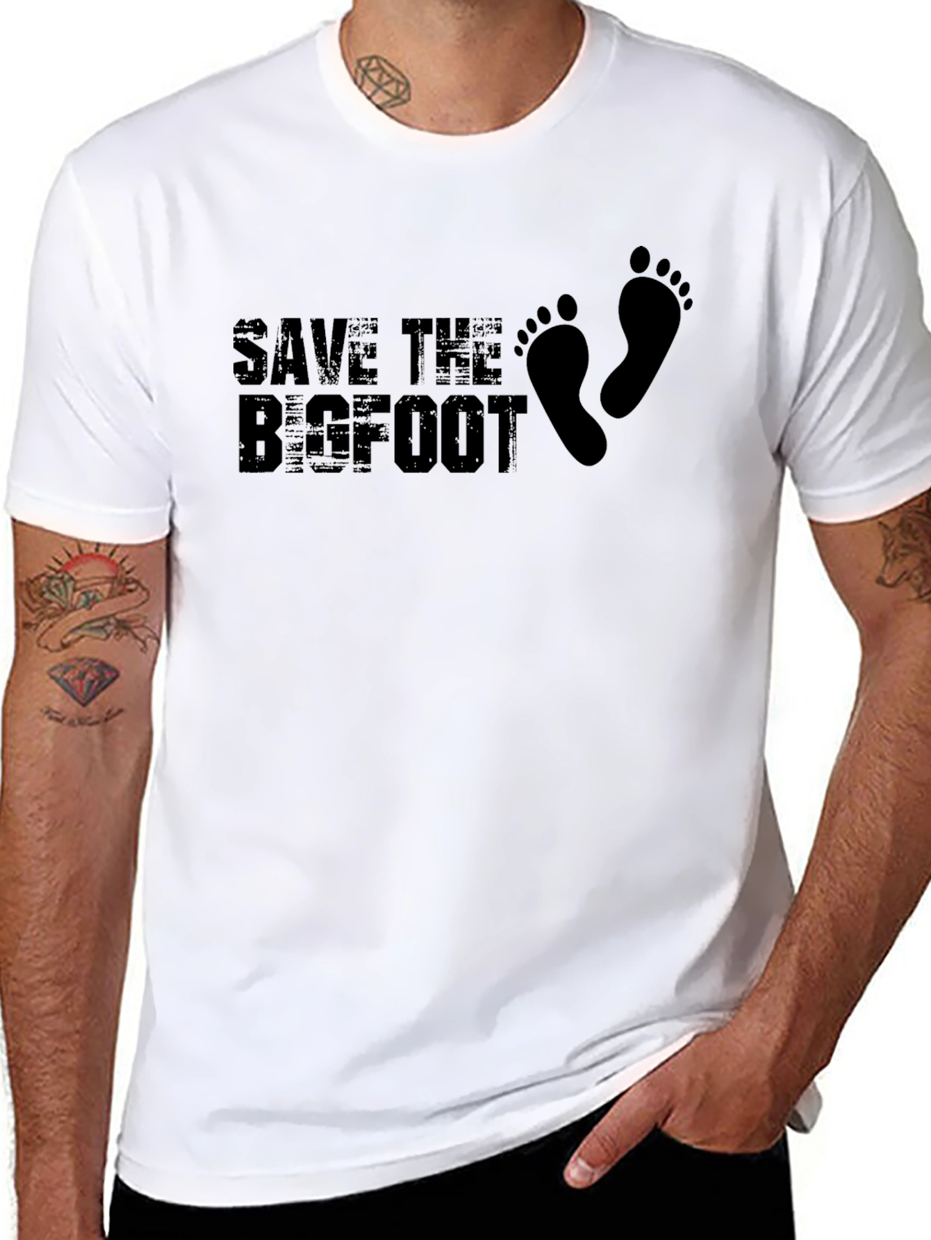 Save The Bigfoot Graphic Tee - Black Cotton T-Shirt