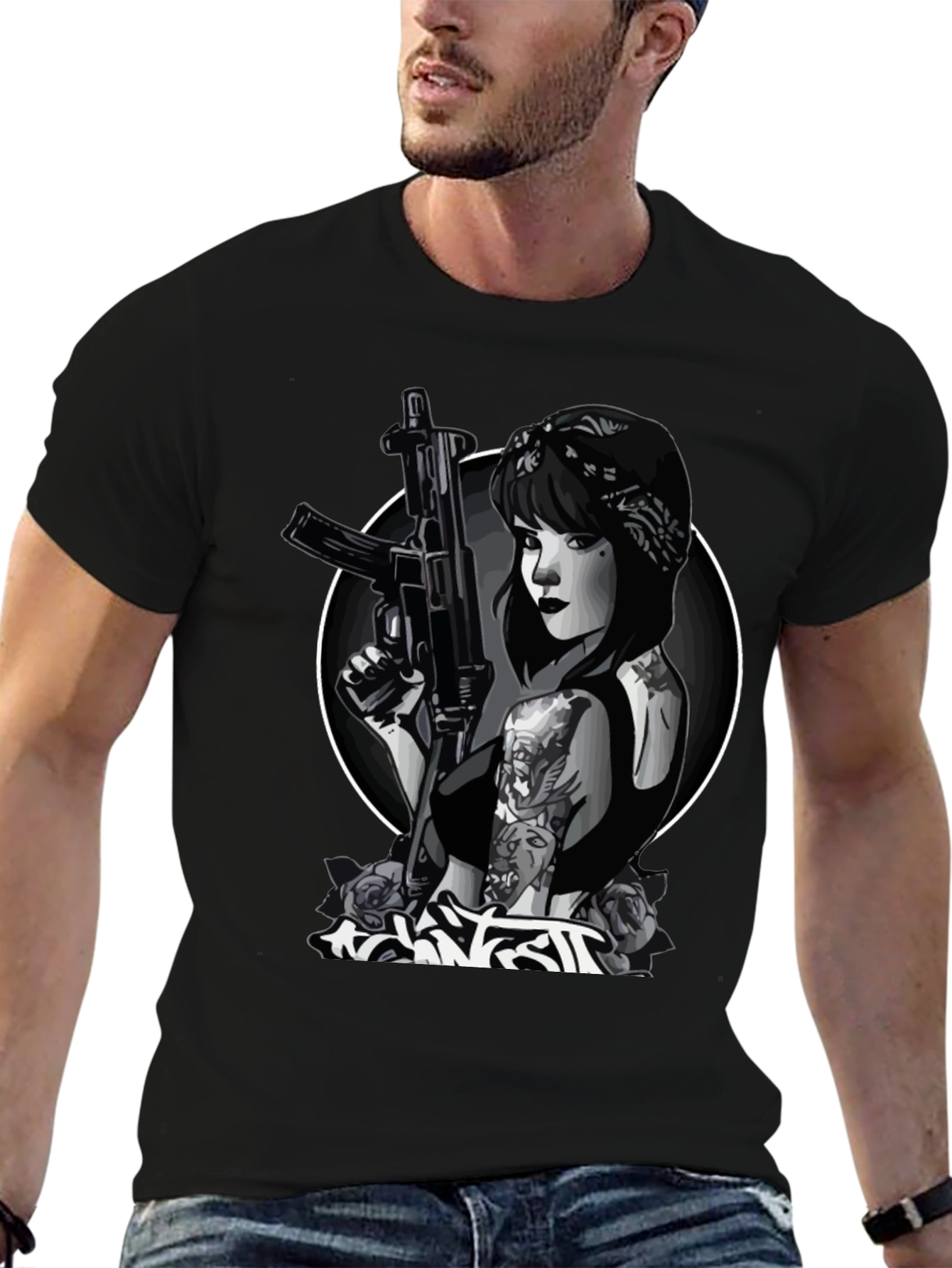 Gangster Girl AK-47 Graphic T-Shirt