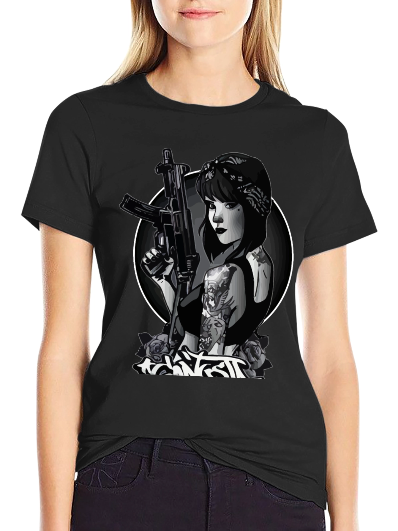 Gangster Girl AK-47 Graphic T-Shirt