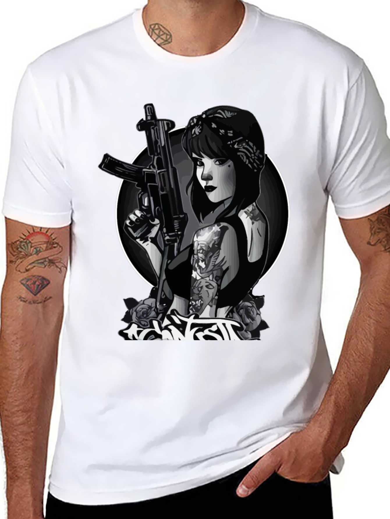 Gangster Girl AK-47 Graphic T-Shirt
