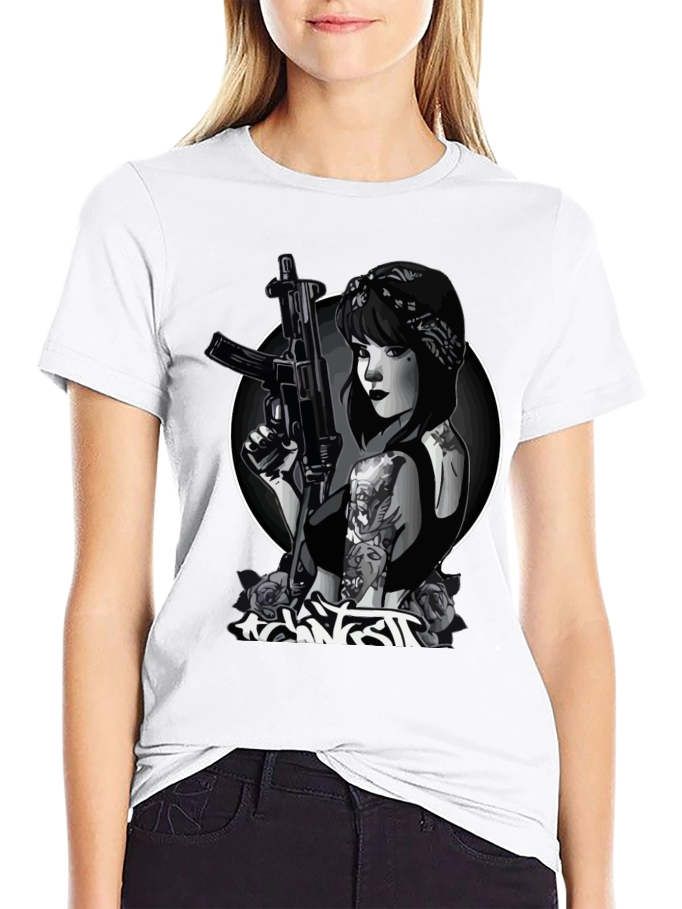 Gangster Girl AK-47 Graphic T-Shirt