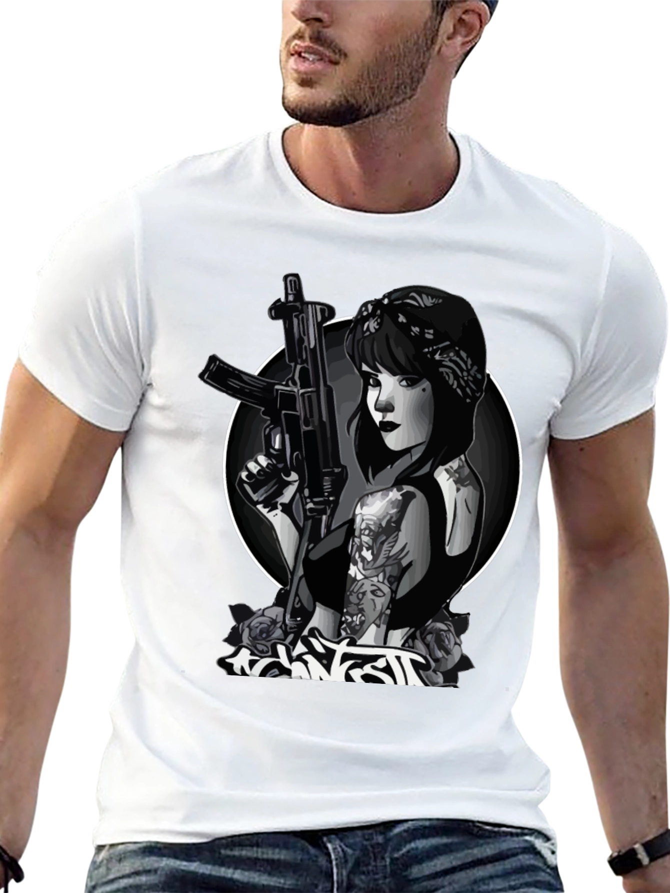 Gangster Girl AK-47 Graphic T-Shirt