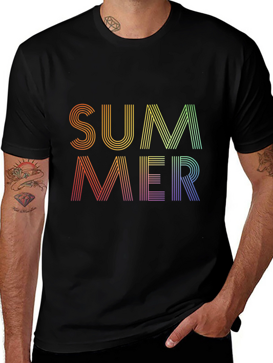 Summer Rainbow Graphic Tee - Black Cotton Blend