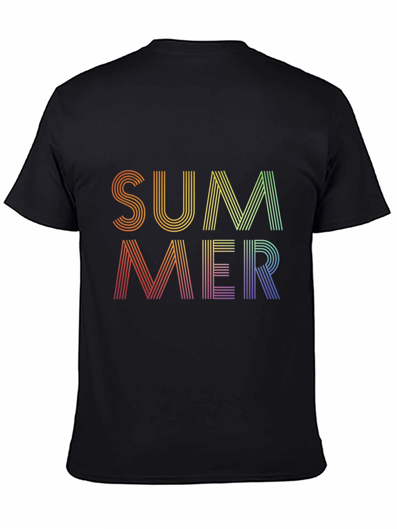 Summer Rainbow Graphic Tee - Black Cotton Blend