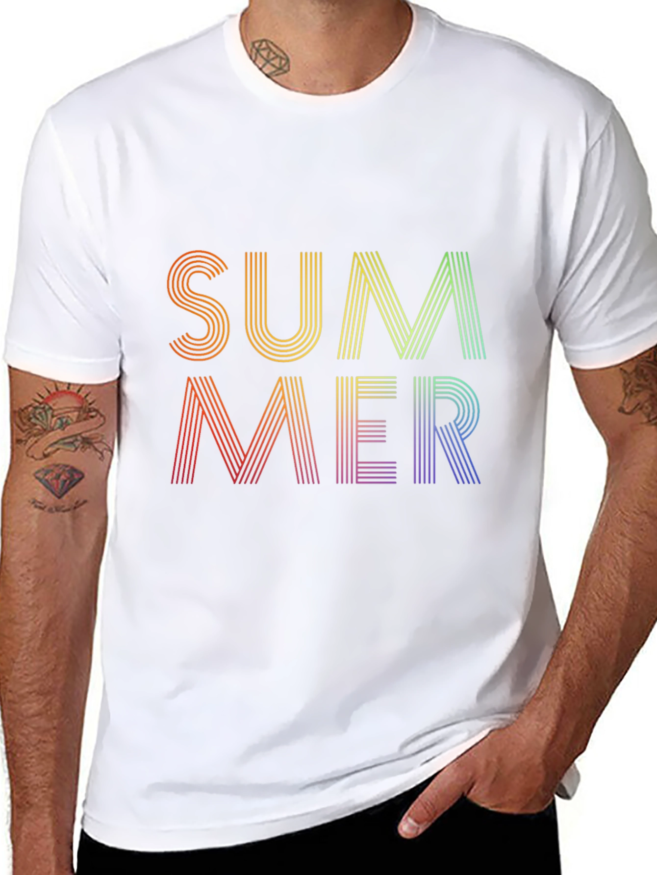 Summer Rainbow Graphic Tee - Black Cotton Blend