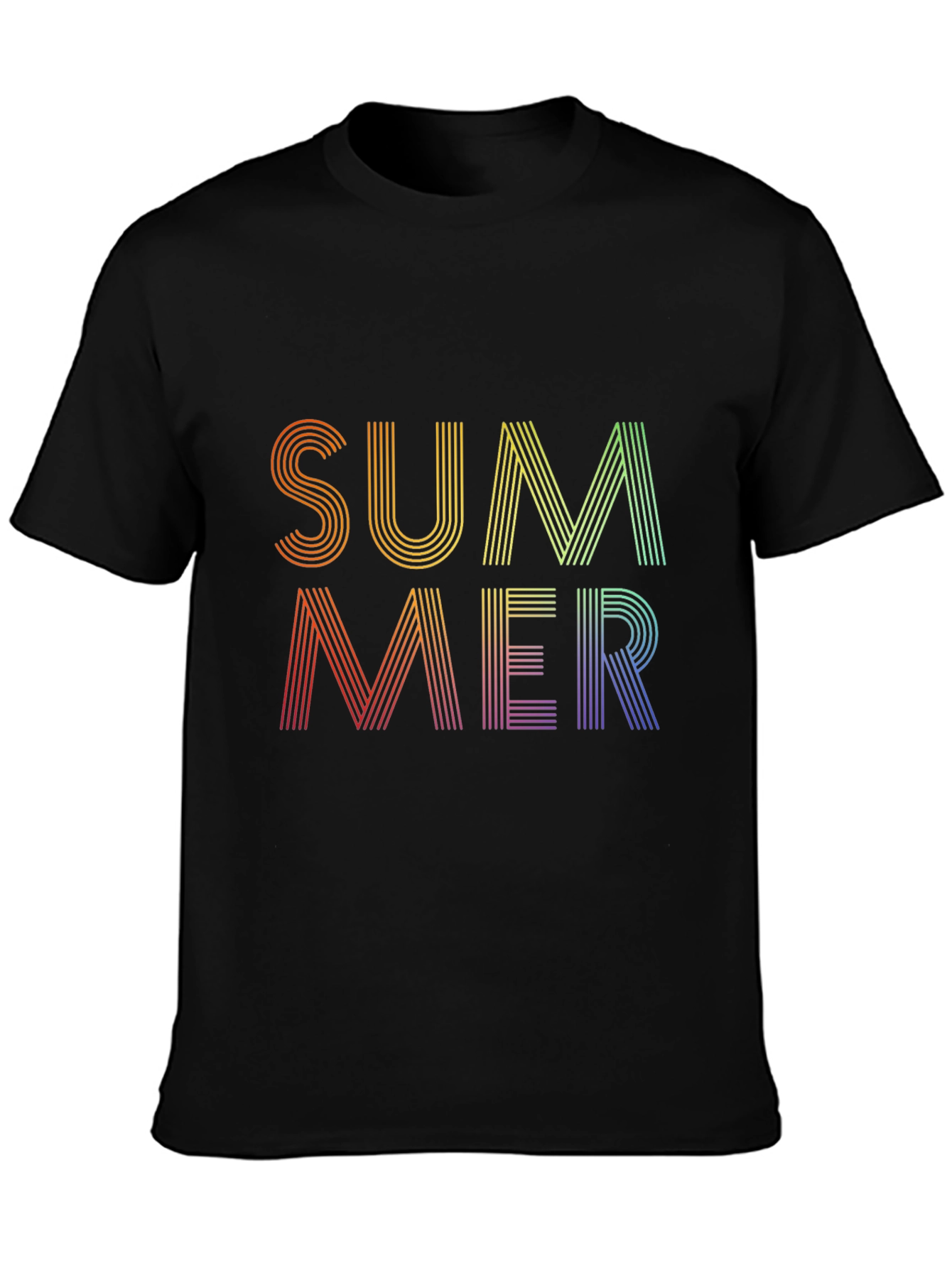 Summer Rainbow Graphic Tee - Black Cotton Blend