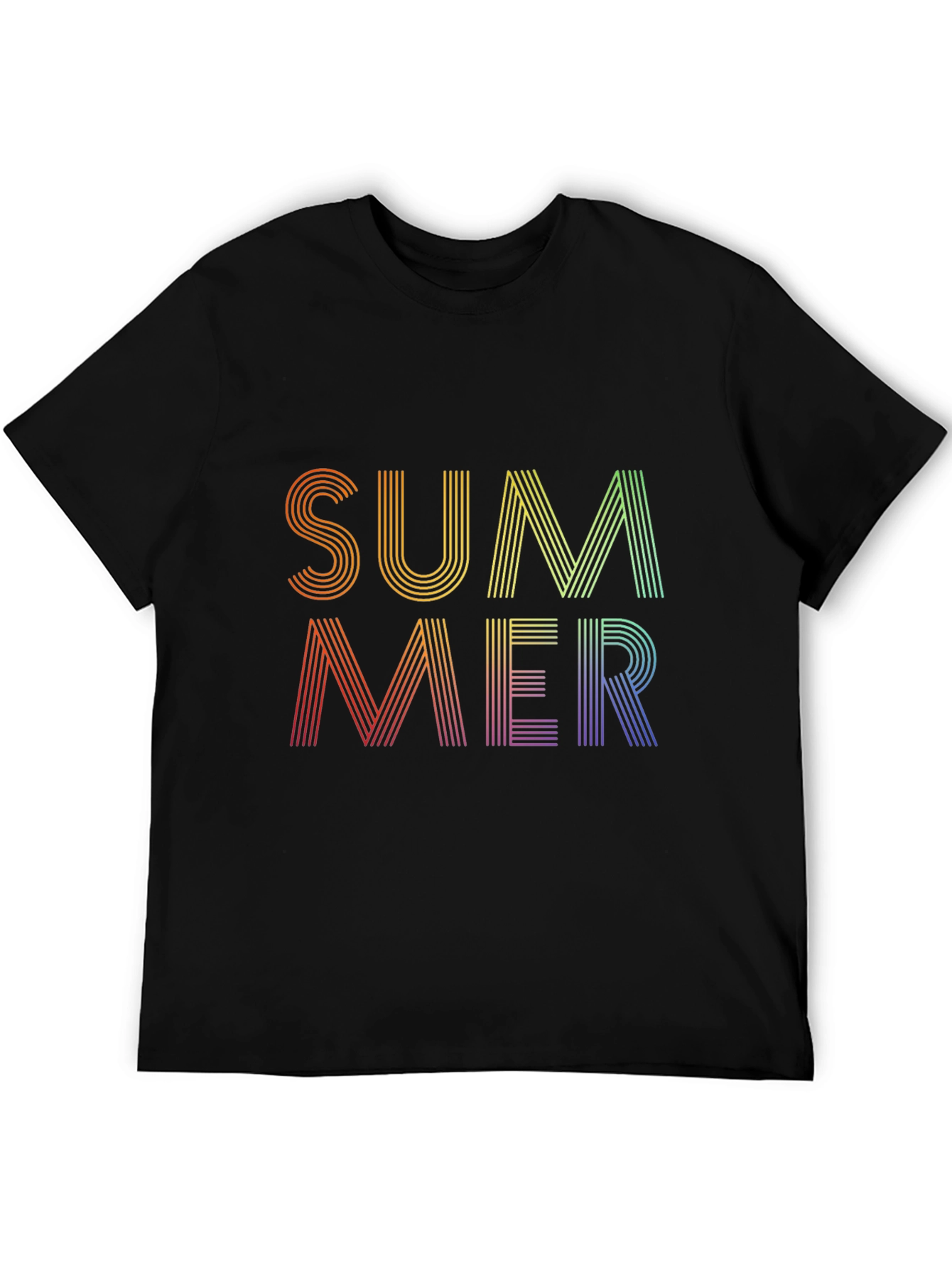 Summer Rainbow Graphic Tee - Black Cotton Blend