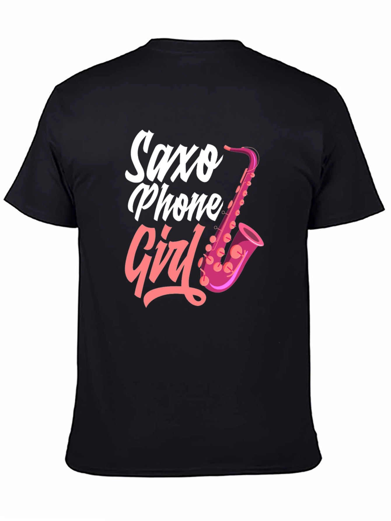 Saxo Phone Girl Black T-Shirt