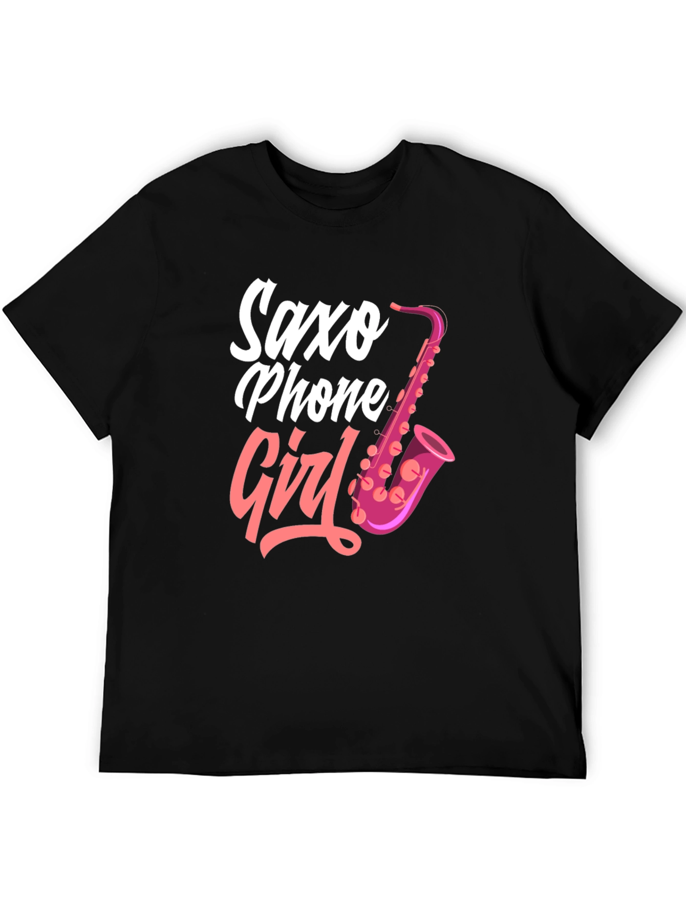 Saxo Phone Girl Black T-Shirt