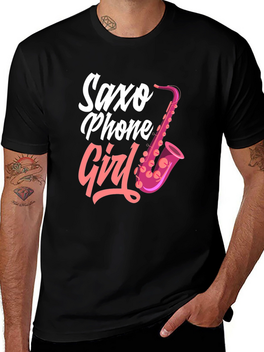 Saxo Phone Girl Black T-Shirt