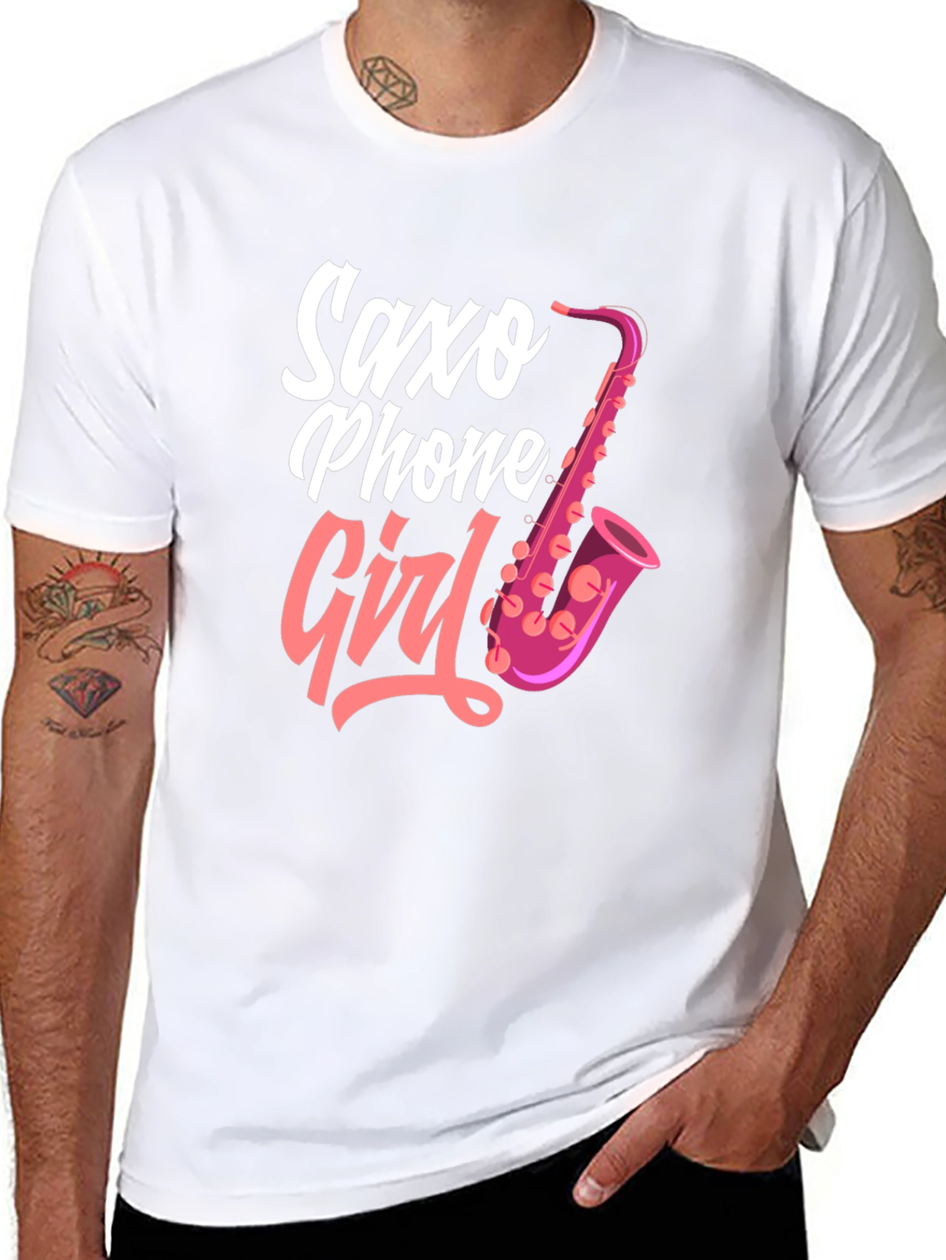 Saxo Phone Girl Black T-Shirt