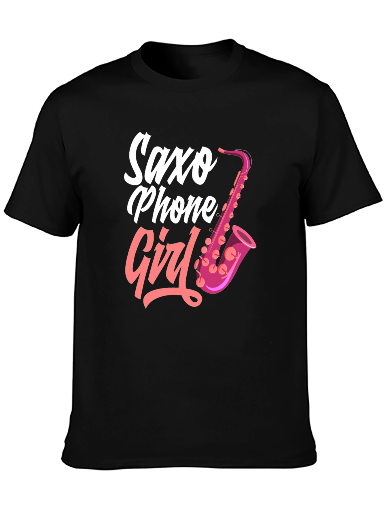 Saxo Phone Girl Black T-Shirt
