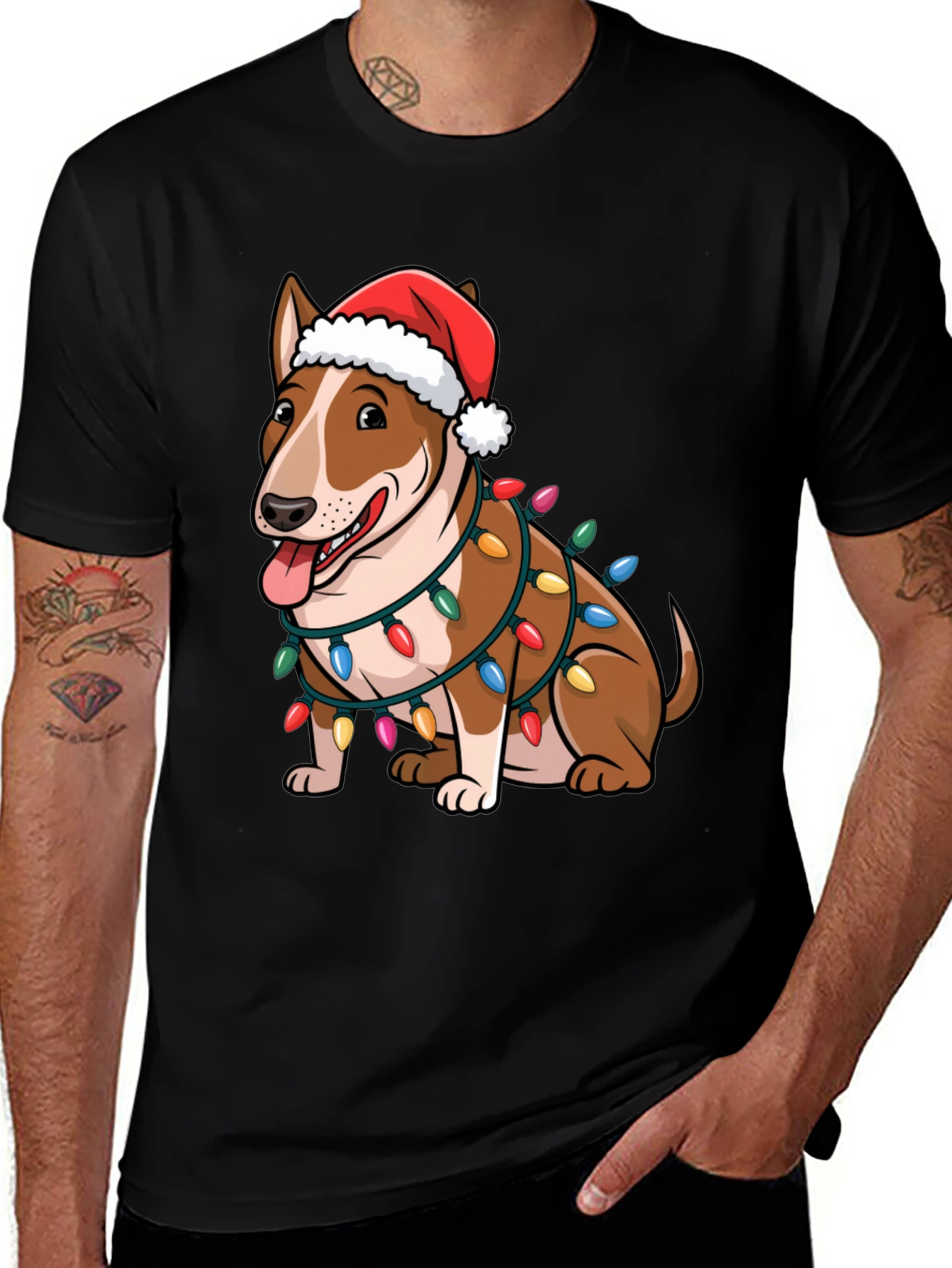 Festive Bull Terrier Holiday T-Shirt