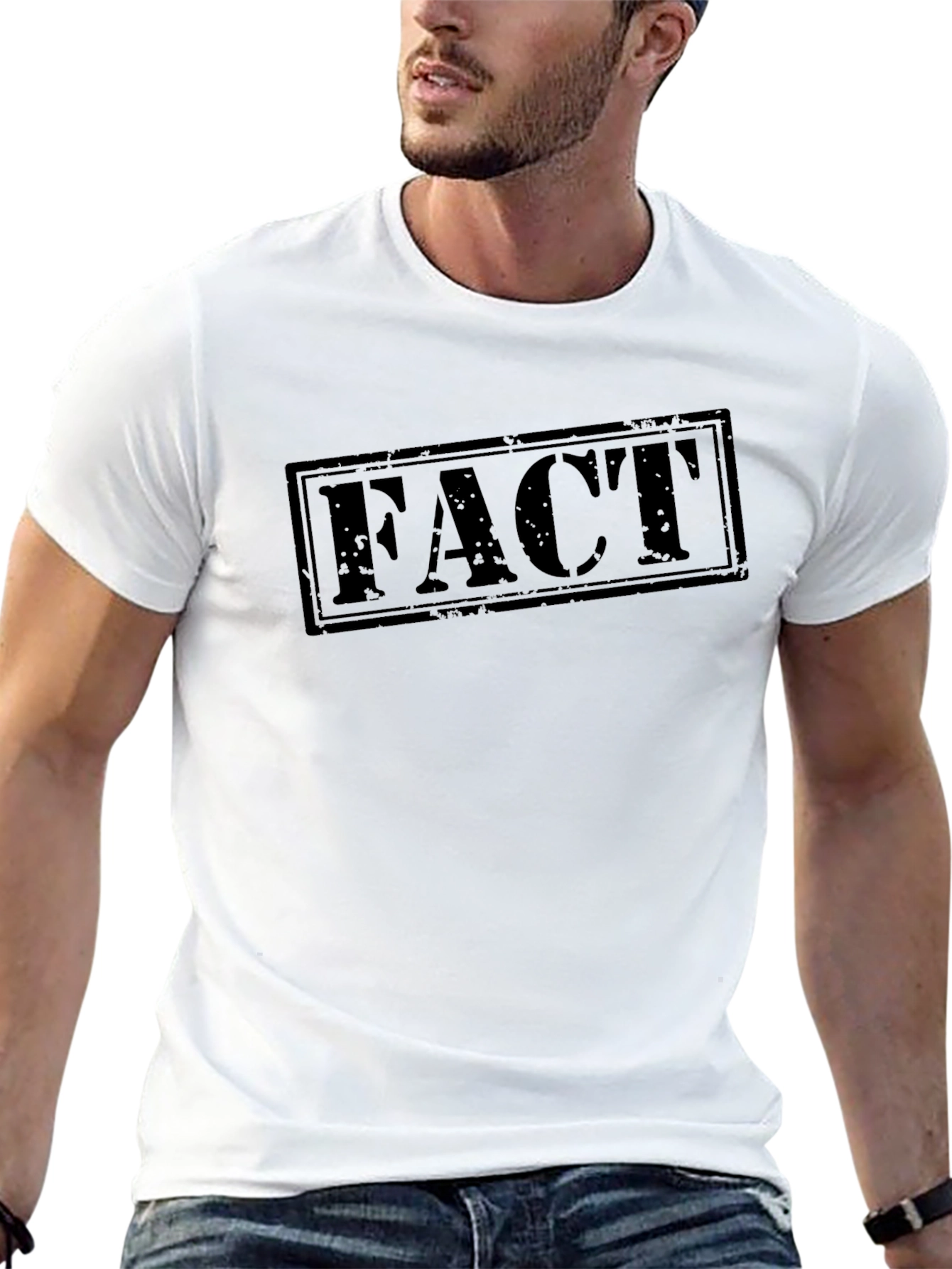 Mens Black FACT Graphic Print T-Shirt