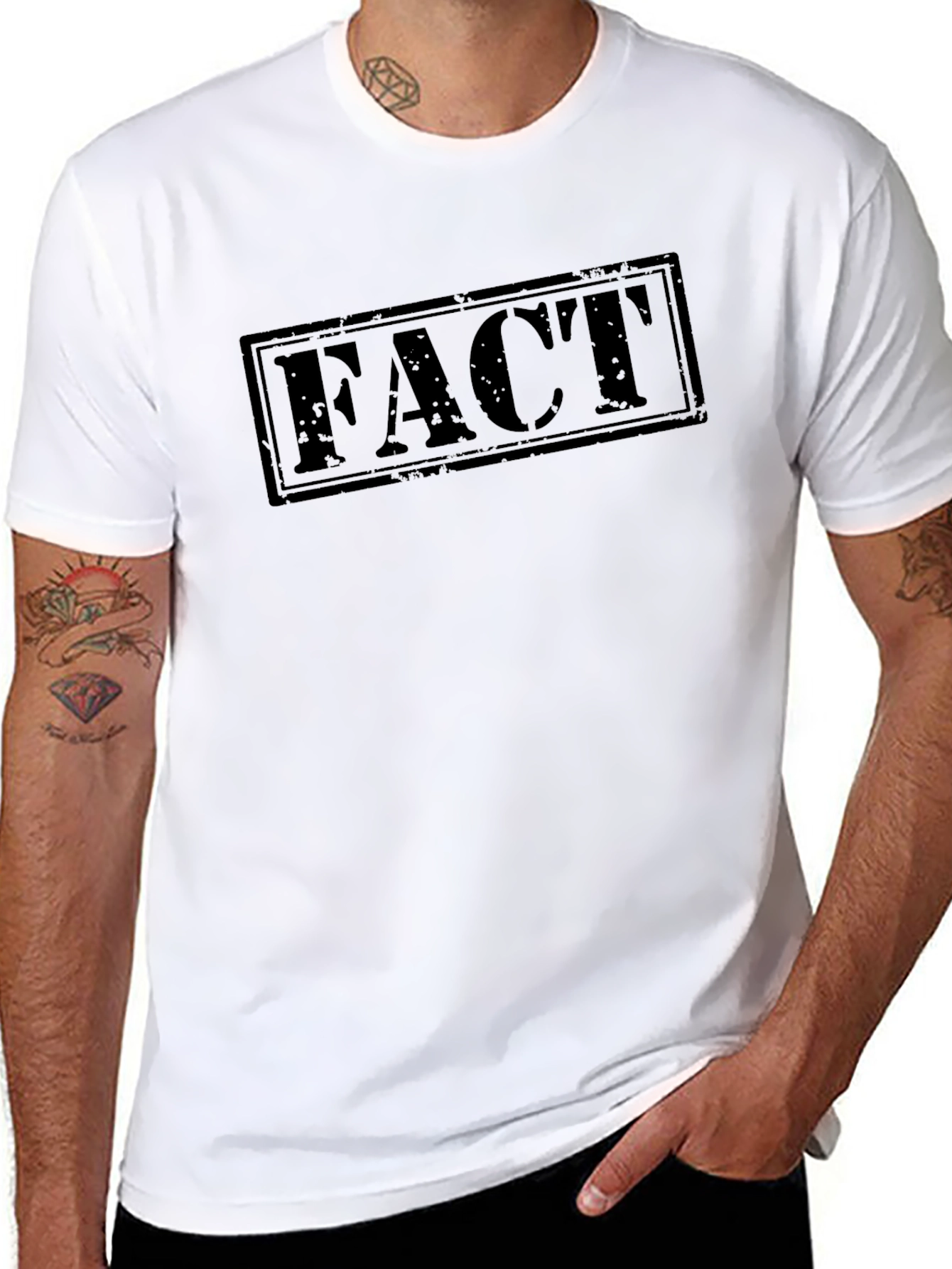 Mens Black FACT Graphic Print T-Shirt