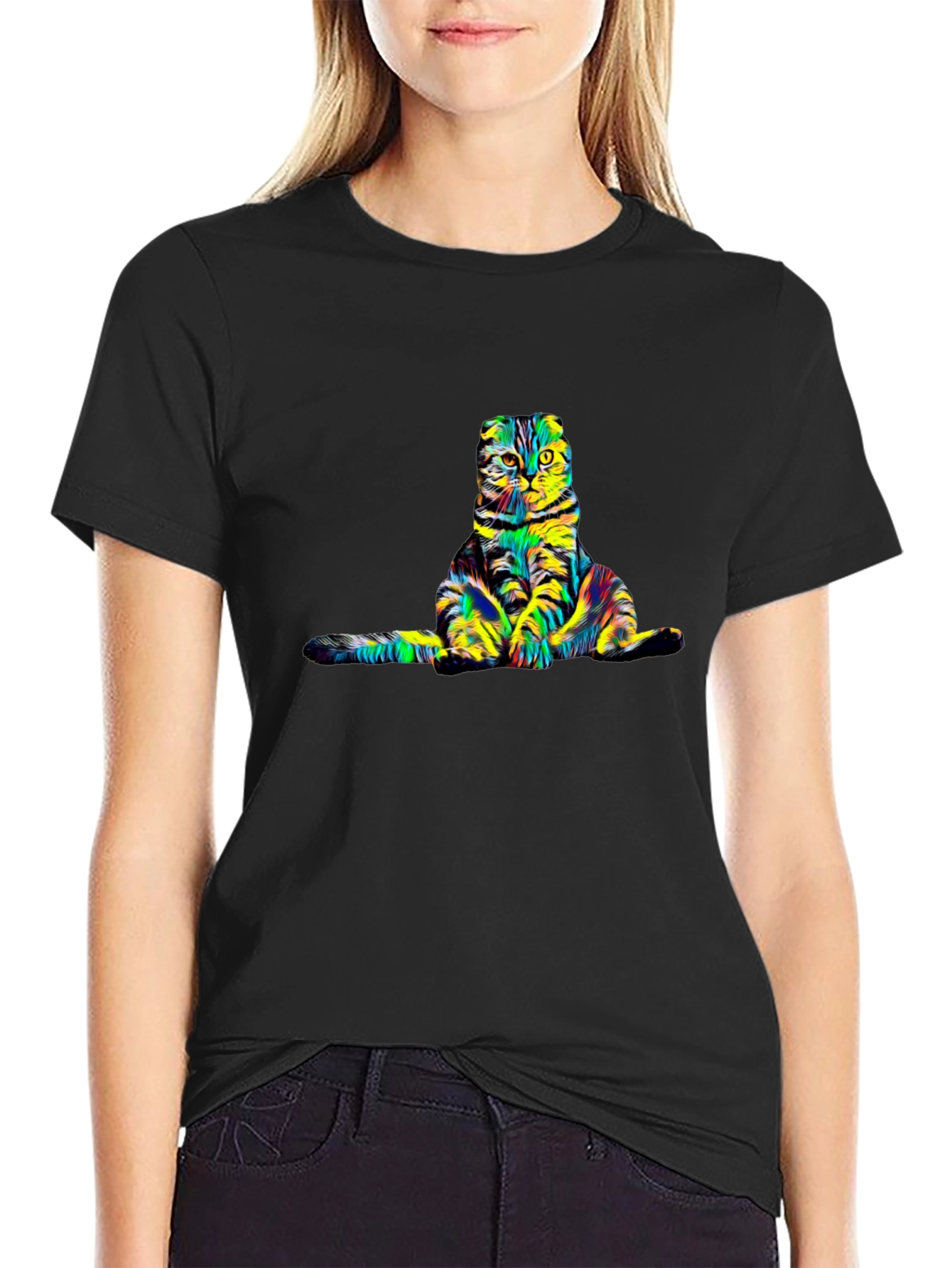 Colorful Cat Graphic Tee