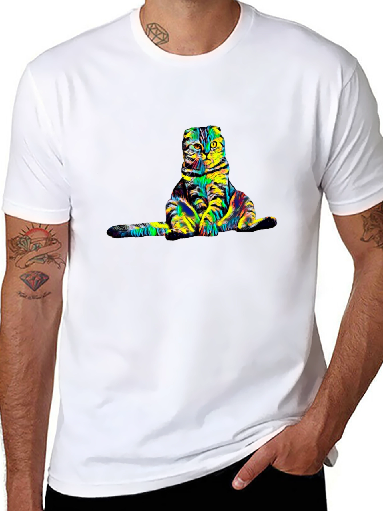 Colorful Cat Graphic Tee