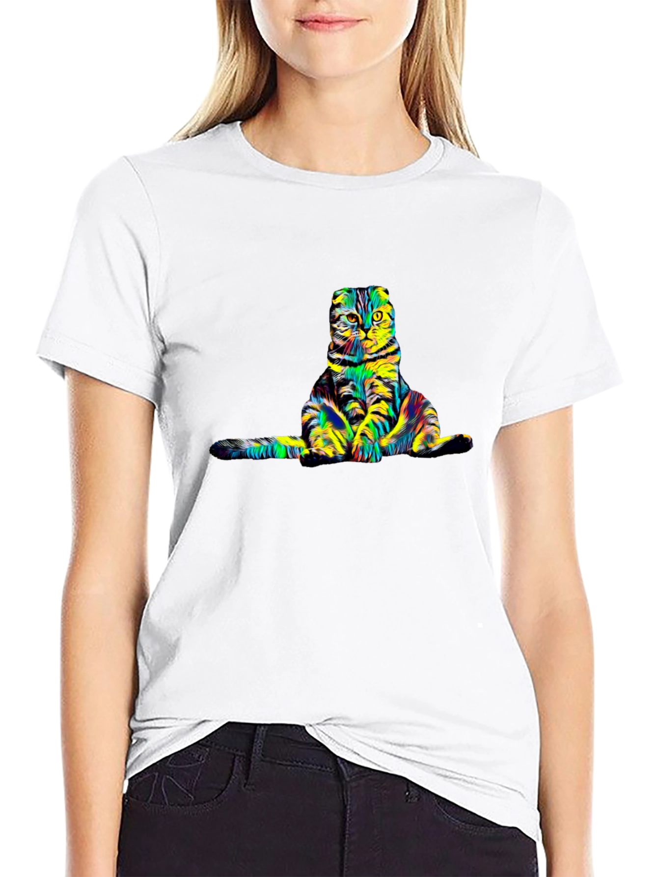 Colorful Cat Graphic Tee