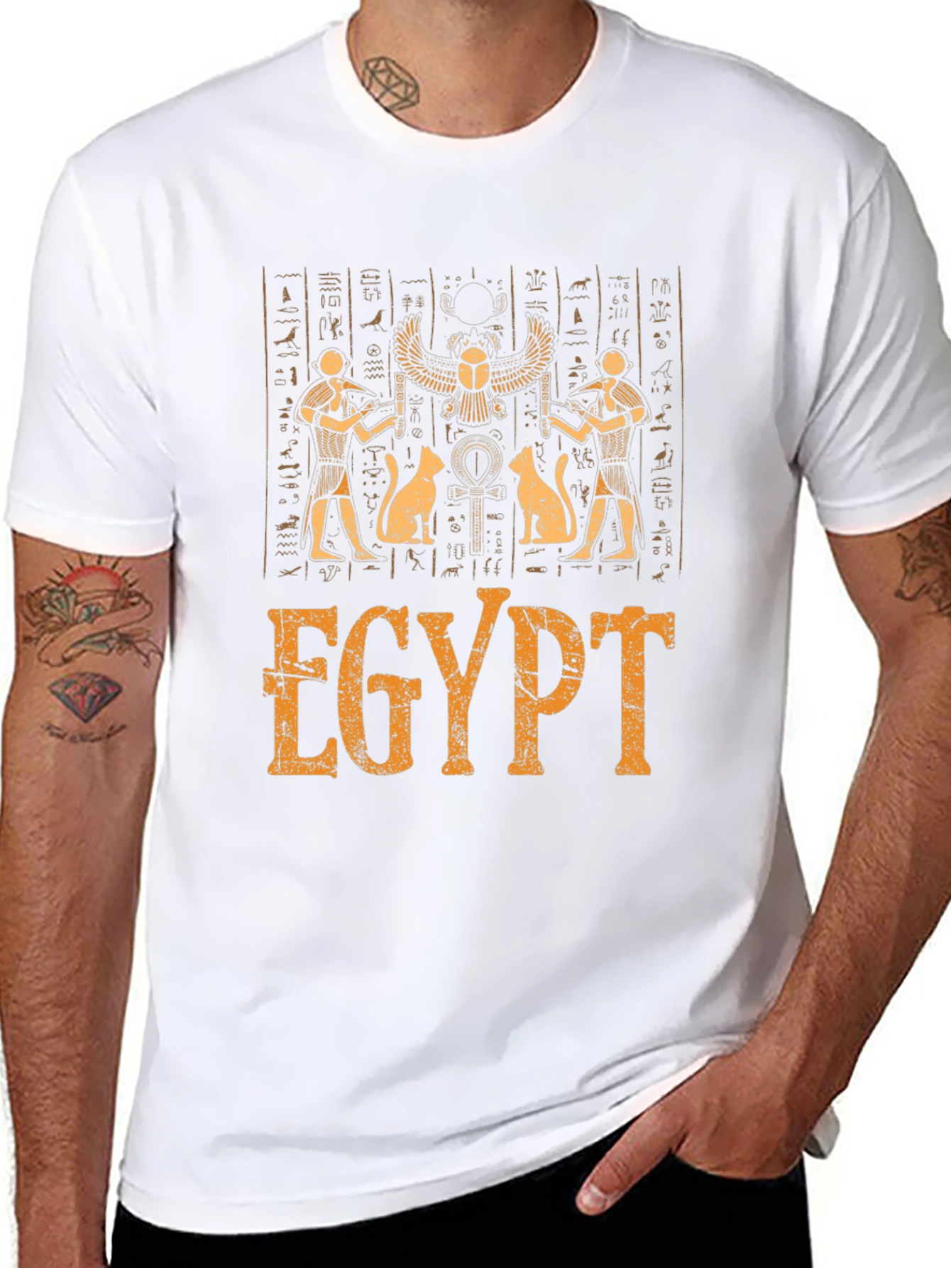 Egypt Hieroglyphic Print Graphic T-Shirt