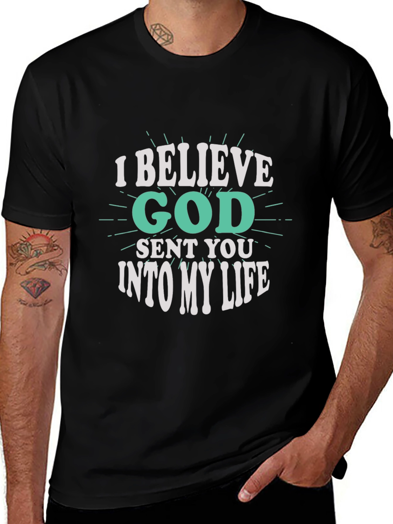I Believe God Sent You Black Graphic Tee