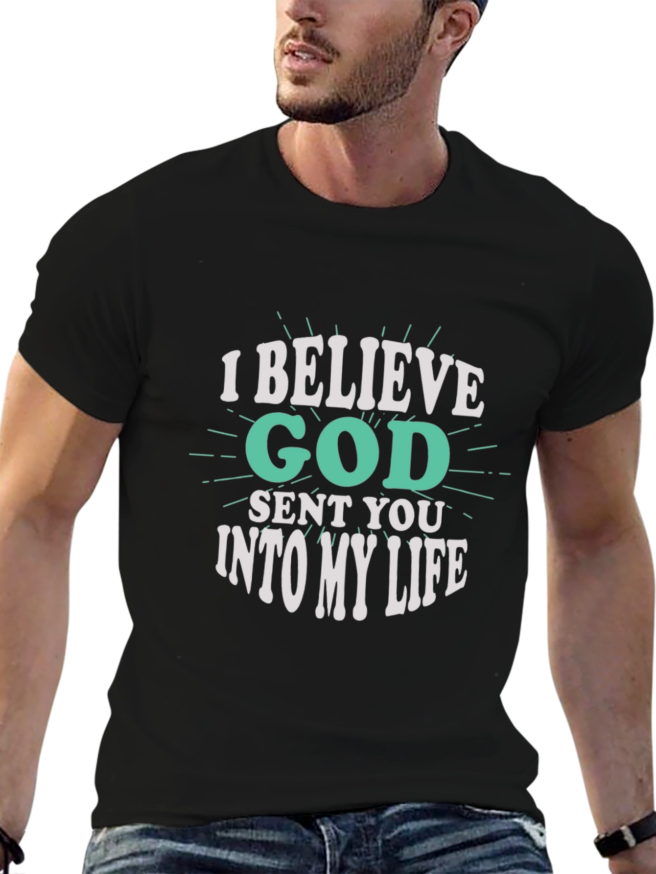 I Believe God Sent You Black Graphic Tee
