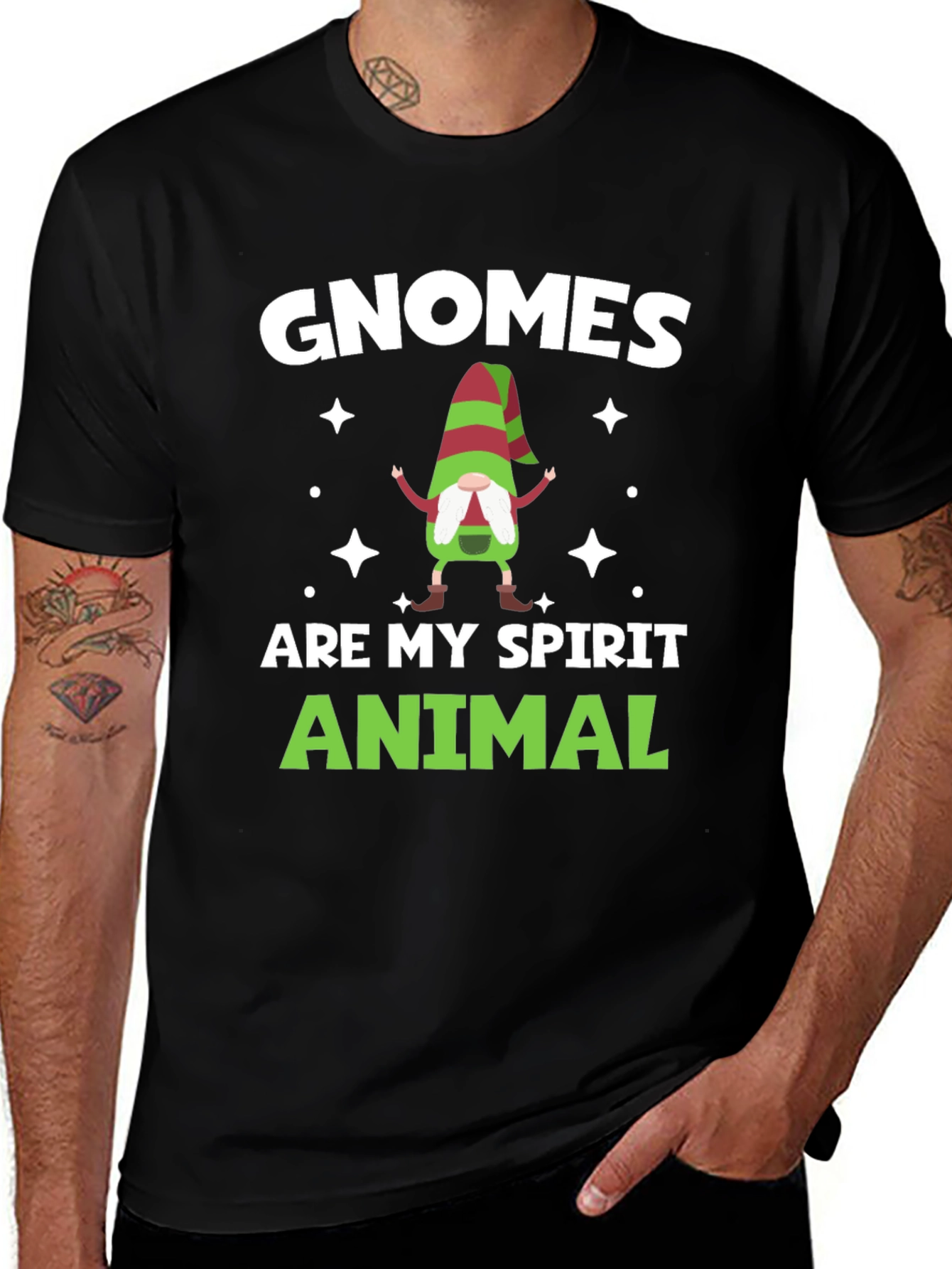 Gnomes Are My Spirit Animal Black T-Shirt