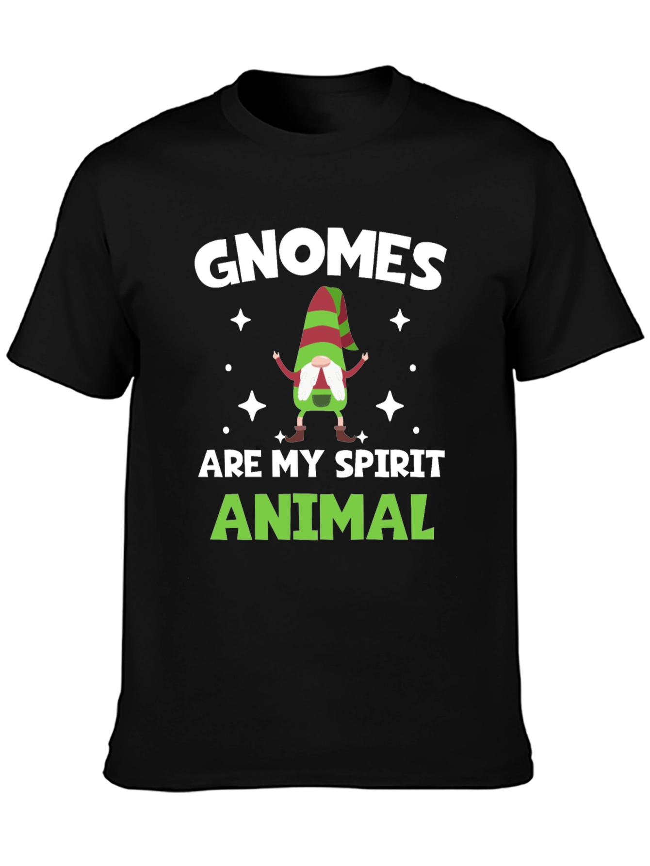 Gnomes Are My Spirit Animal Black T-Shirt