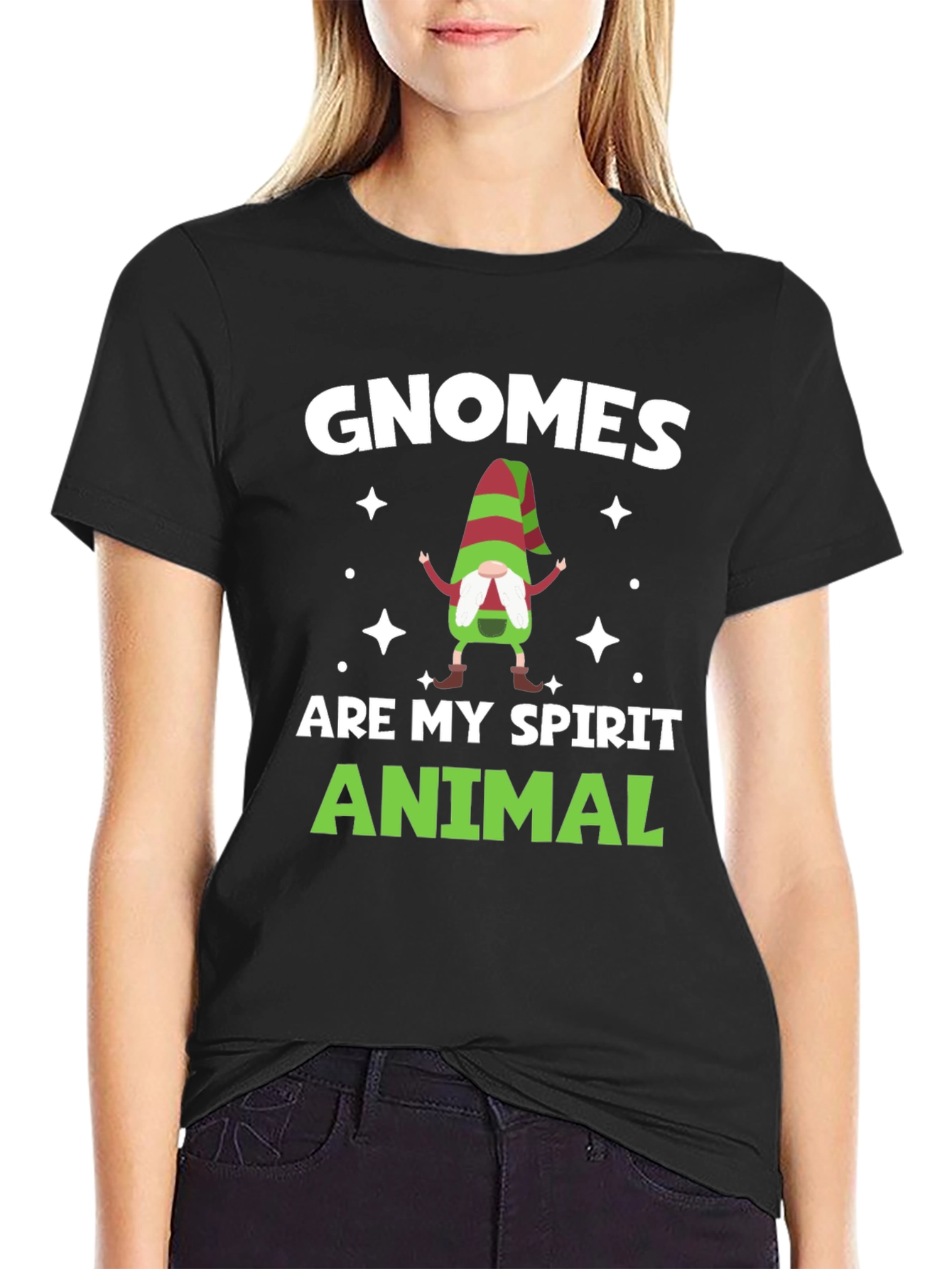 Gnomes Are My Spirit Animal Black T-Shirt