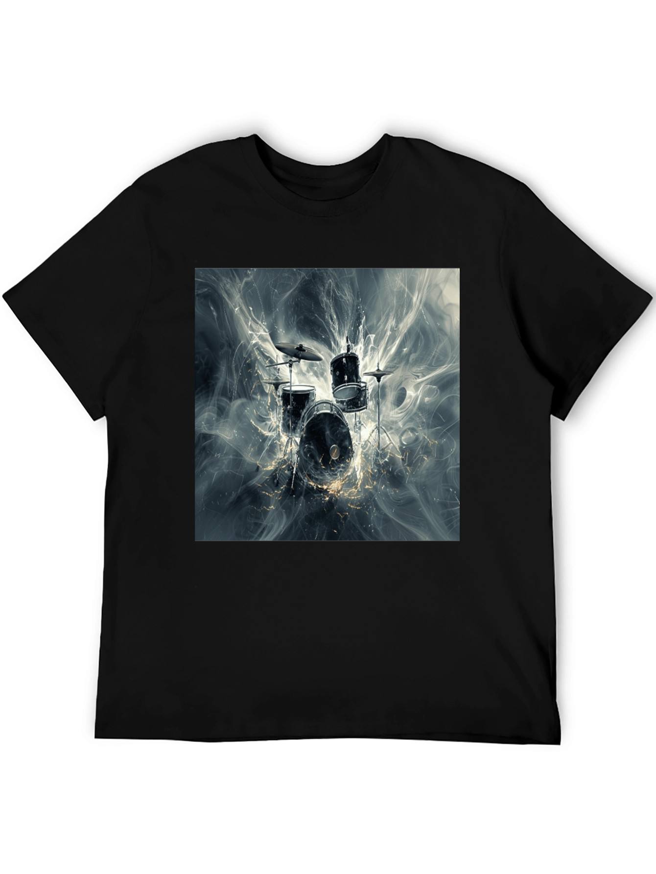 Drum Kit Graphic Print Black T-Shirt