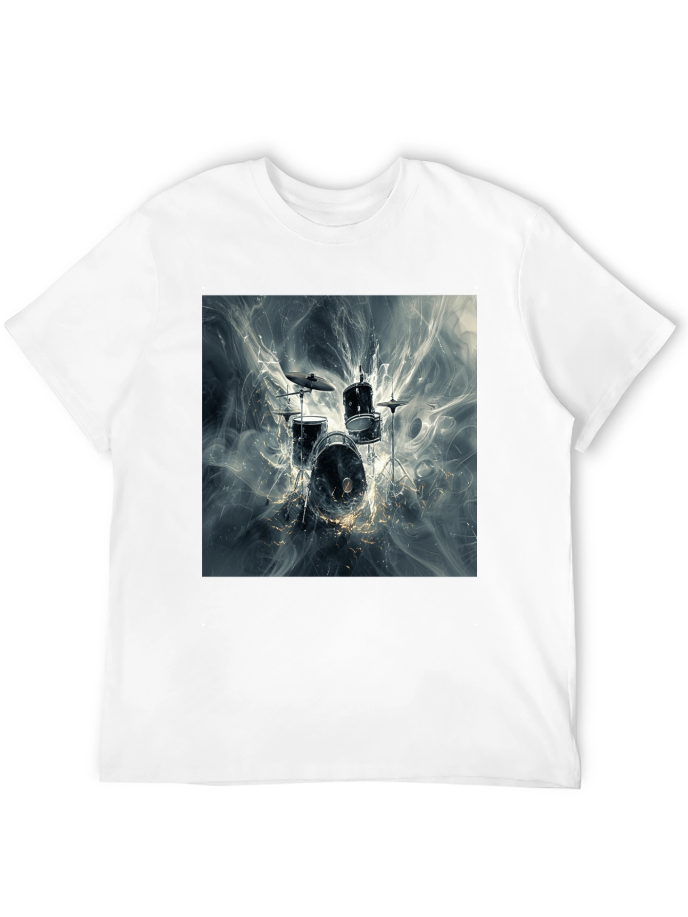 Drum Kit Graphic Print Black T-Shirt