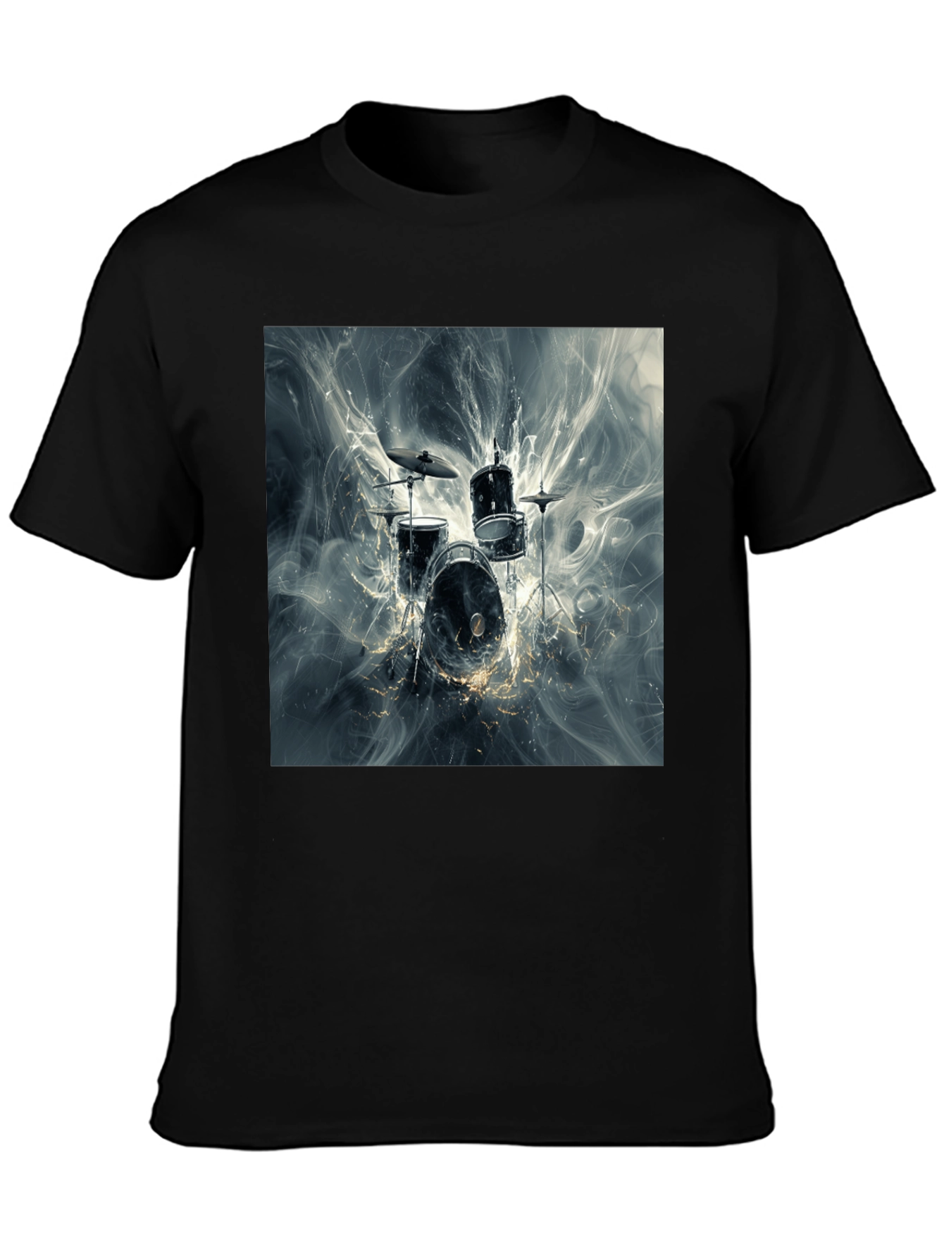 Drum Kit Graphic Print Black T-Shirt