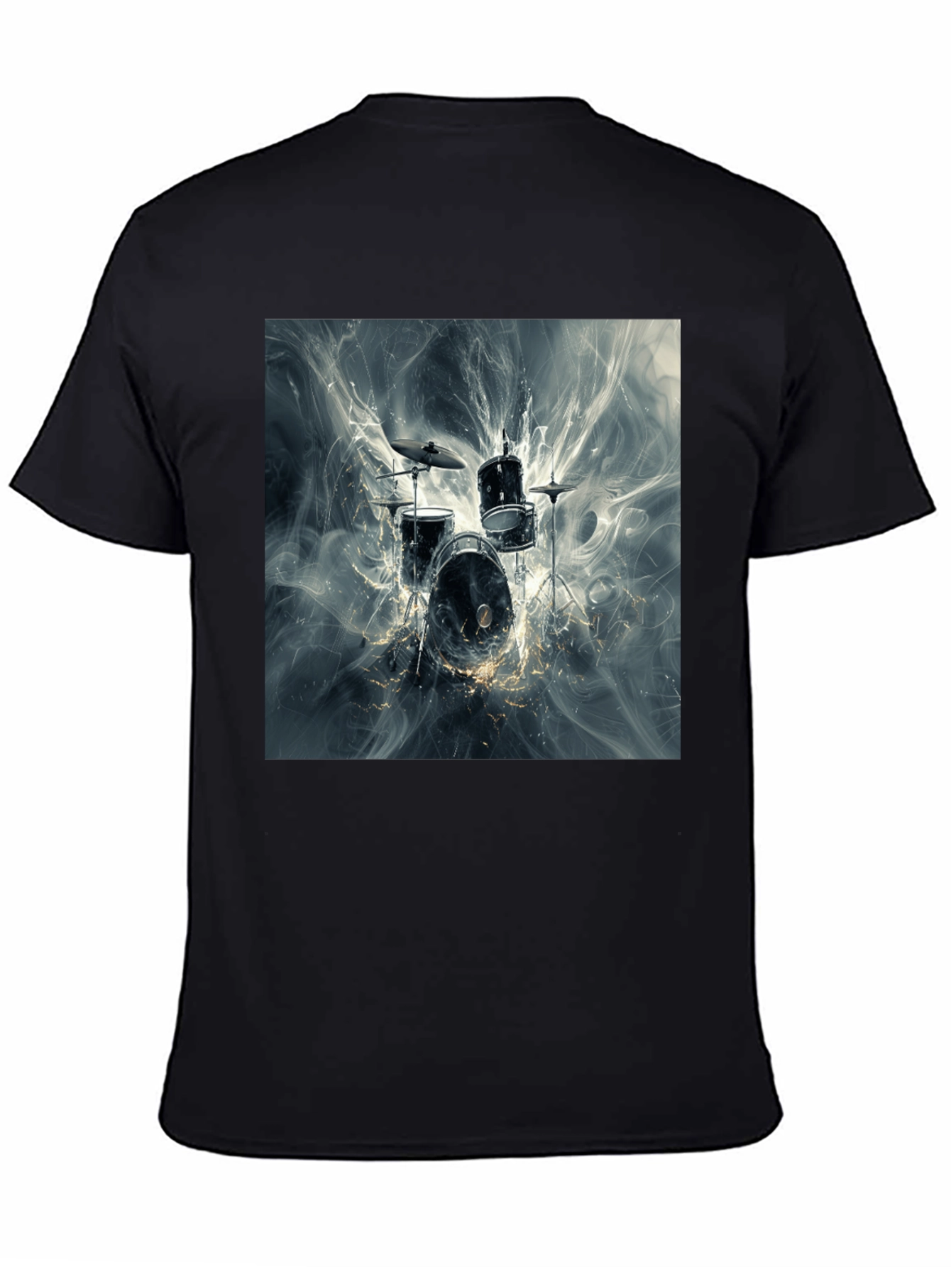 Drum Kit Graphic Print Black T-Shirt